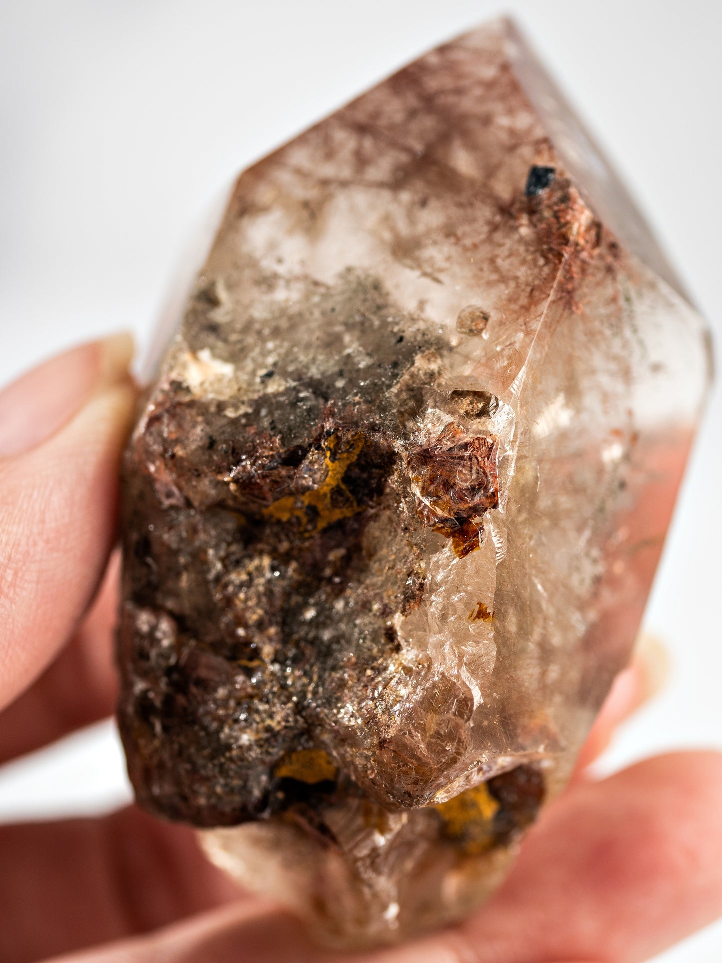 Red Rutile and Inclusion Semi-polished Point