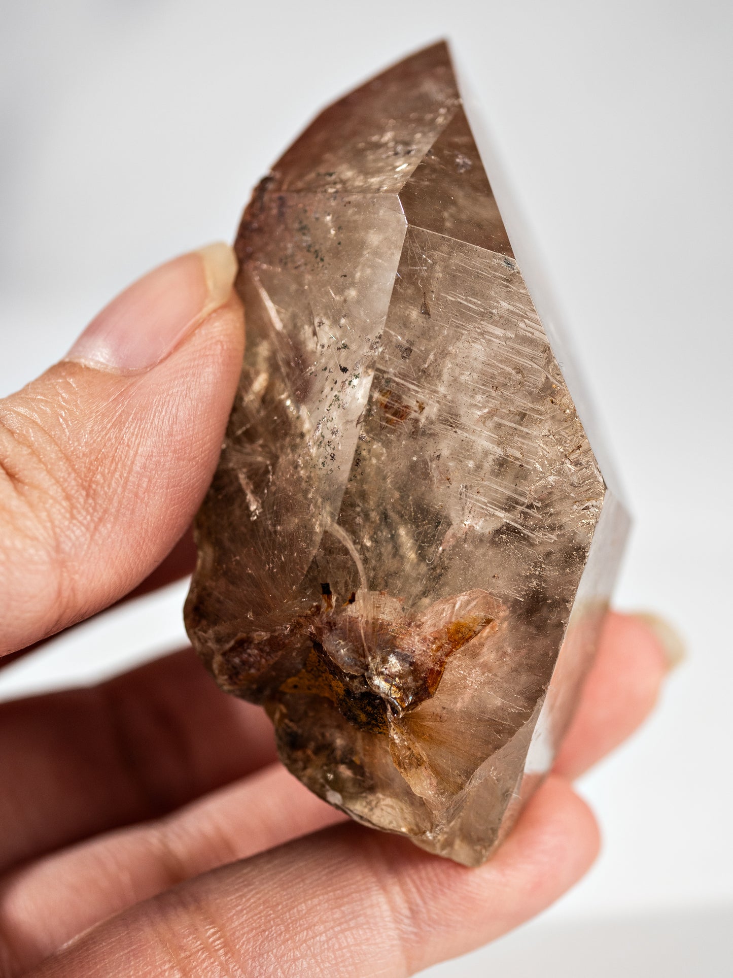 Red Rutile and Inclusion Semi-polished Point