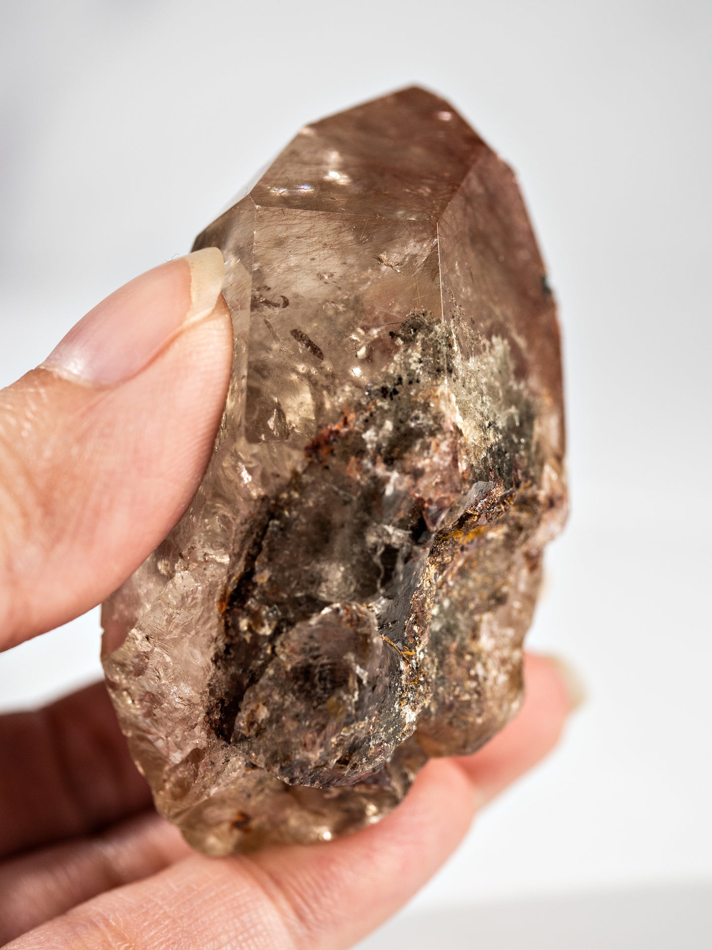 Red Rutile and Inclusion Semi-polished Point