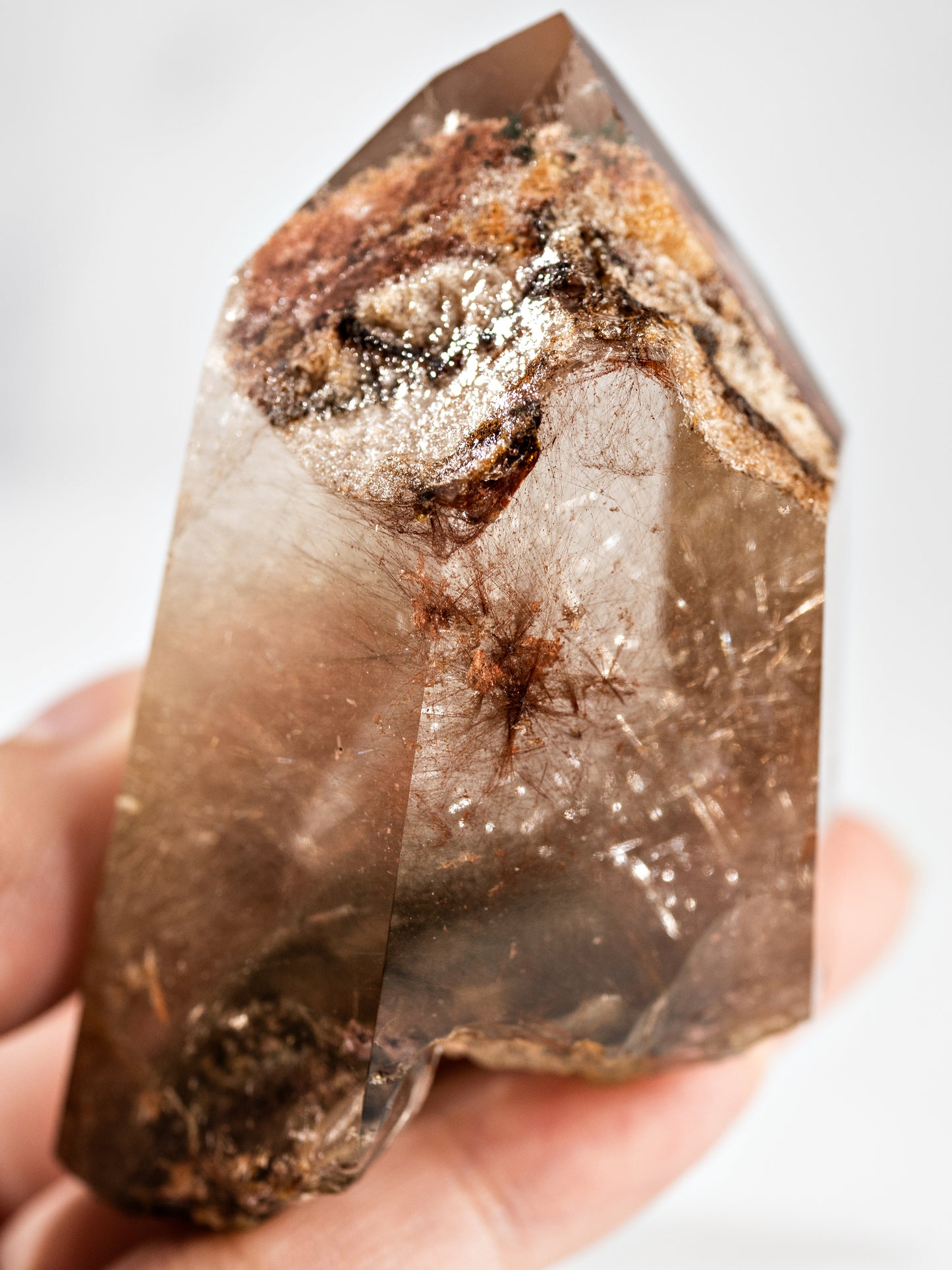 Red Rutile and Inclusion Semi-polished Point