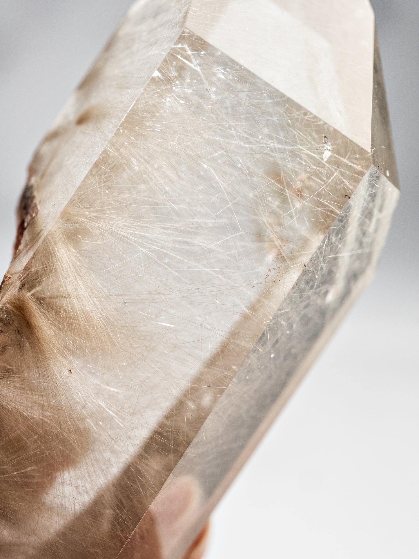 Silvery Gold Rutile in Quartz Polished Tower