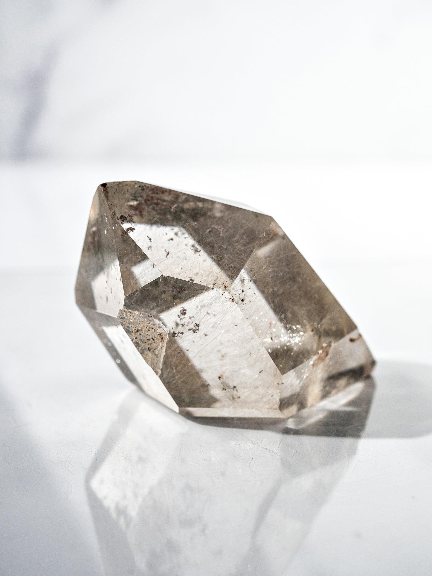 Silver Gold Rutile in Quartz Polished Tower