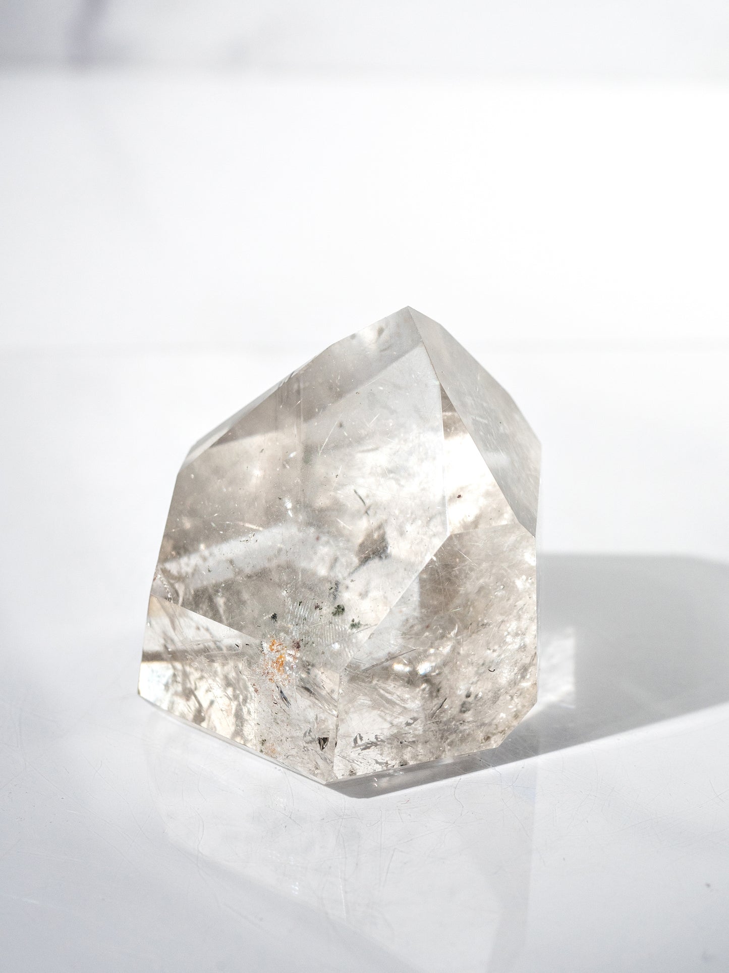 Silver Rutile in Quartz Polished Tower