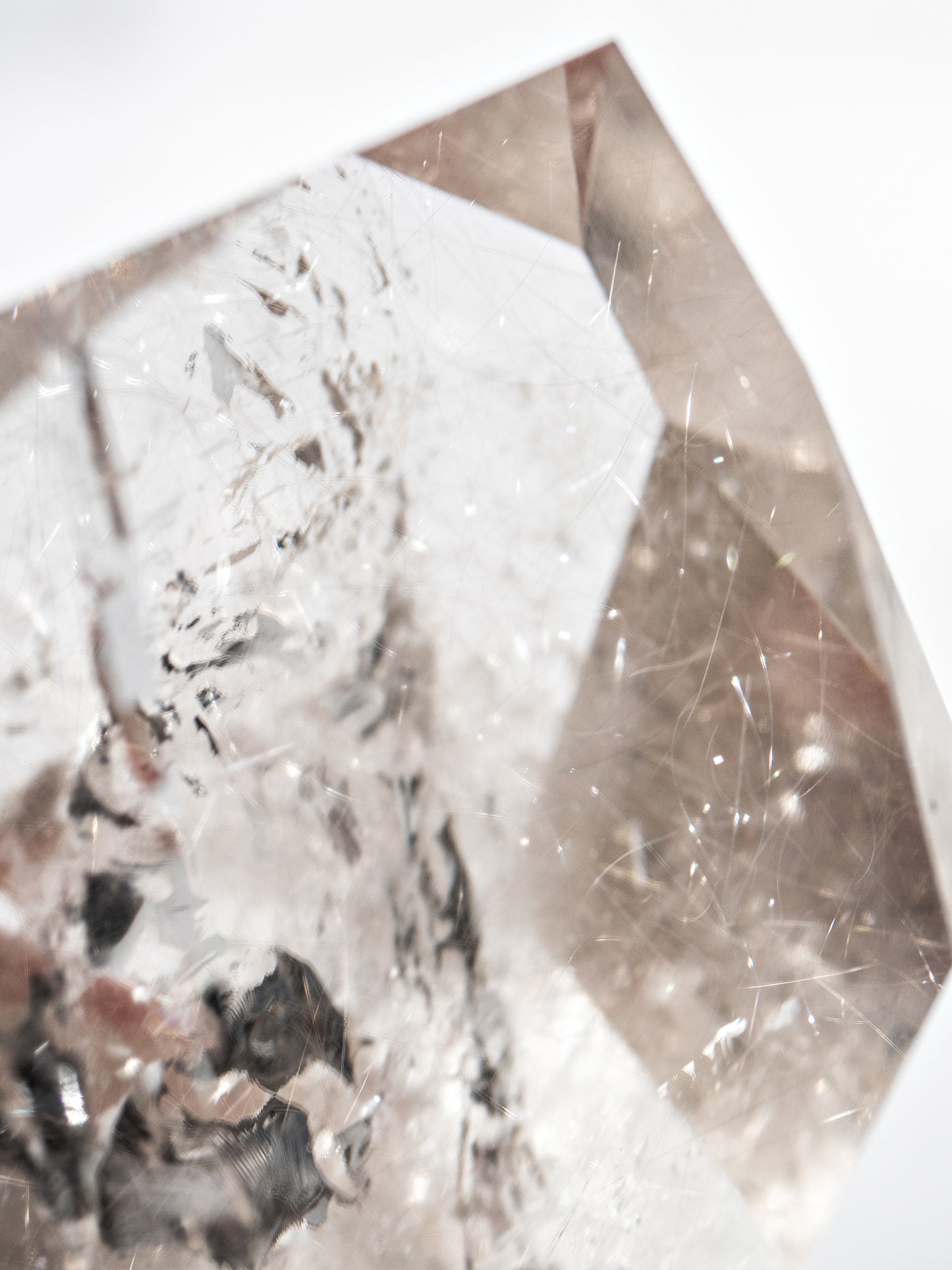 Silver Rutile in Quartz Polished Tower
