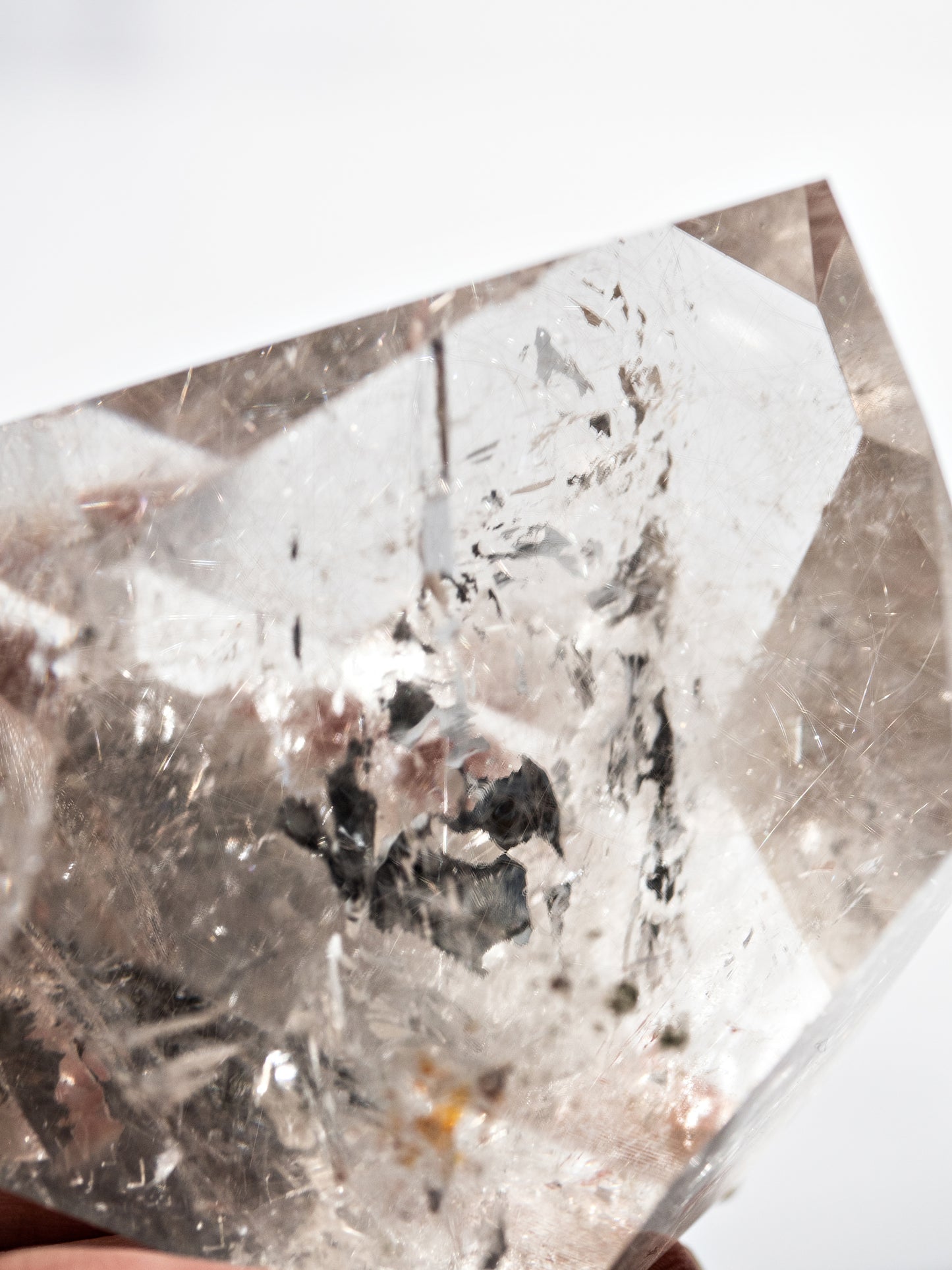 Silver Rutile in Quartz Polished Tower