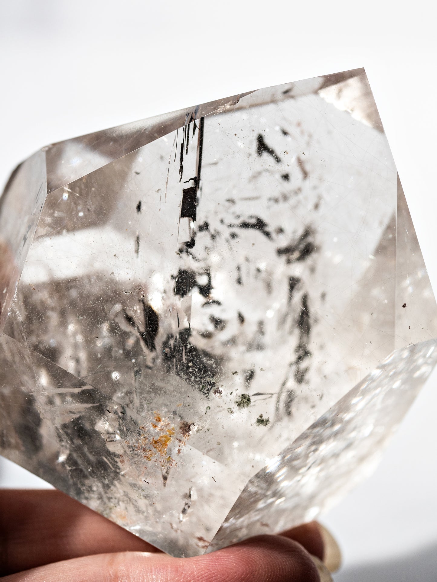 Silver Rutile in Quartz Polished Tower