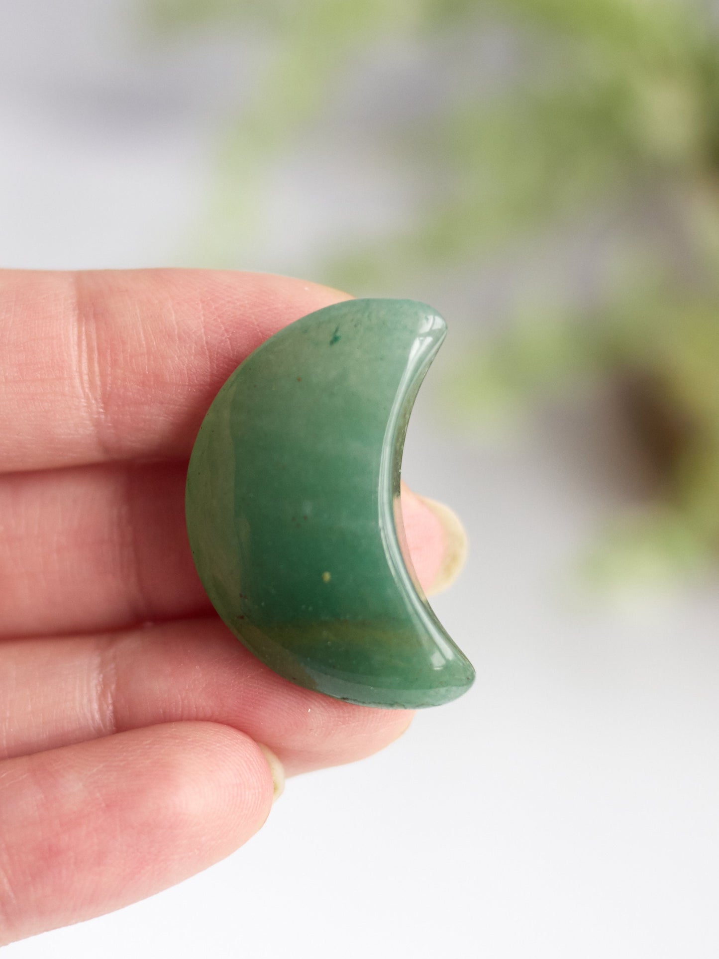 Small Green Aventurine Moon Carving