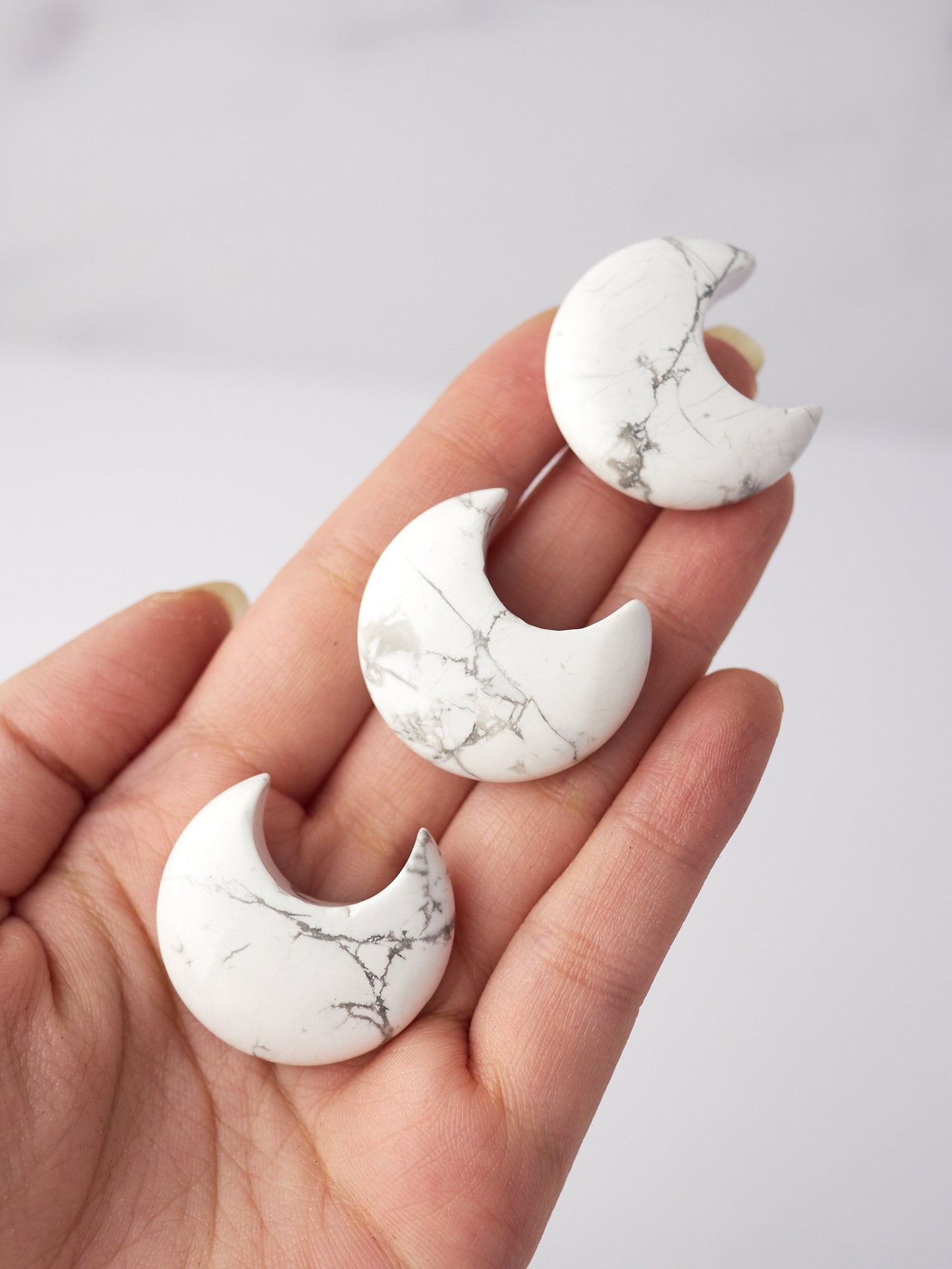 Small Howlite Moon Carving