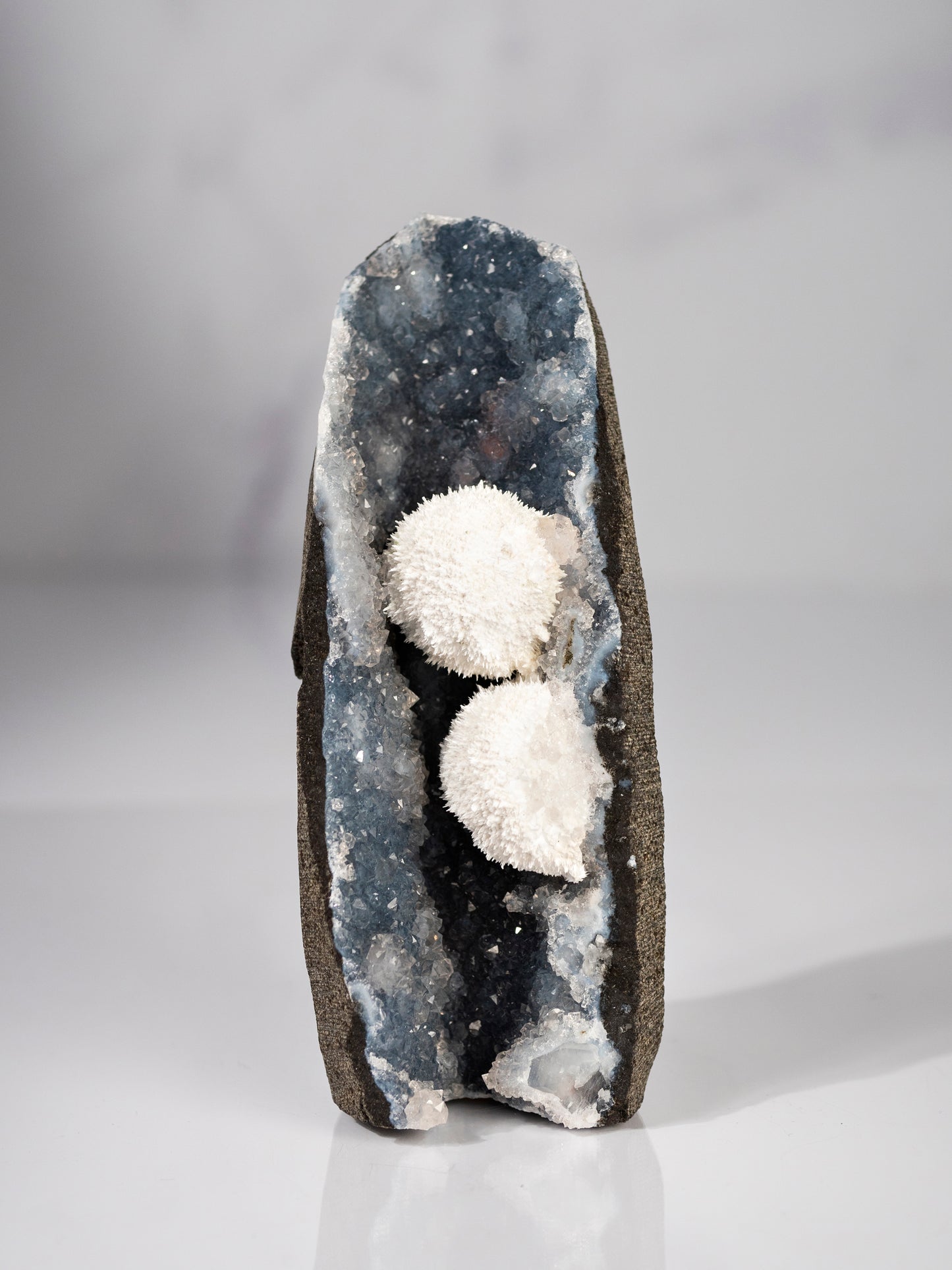 Mordenite, Apophyllite, Blue Chalcedony Geode from India