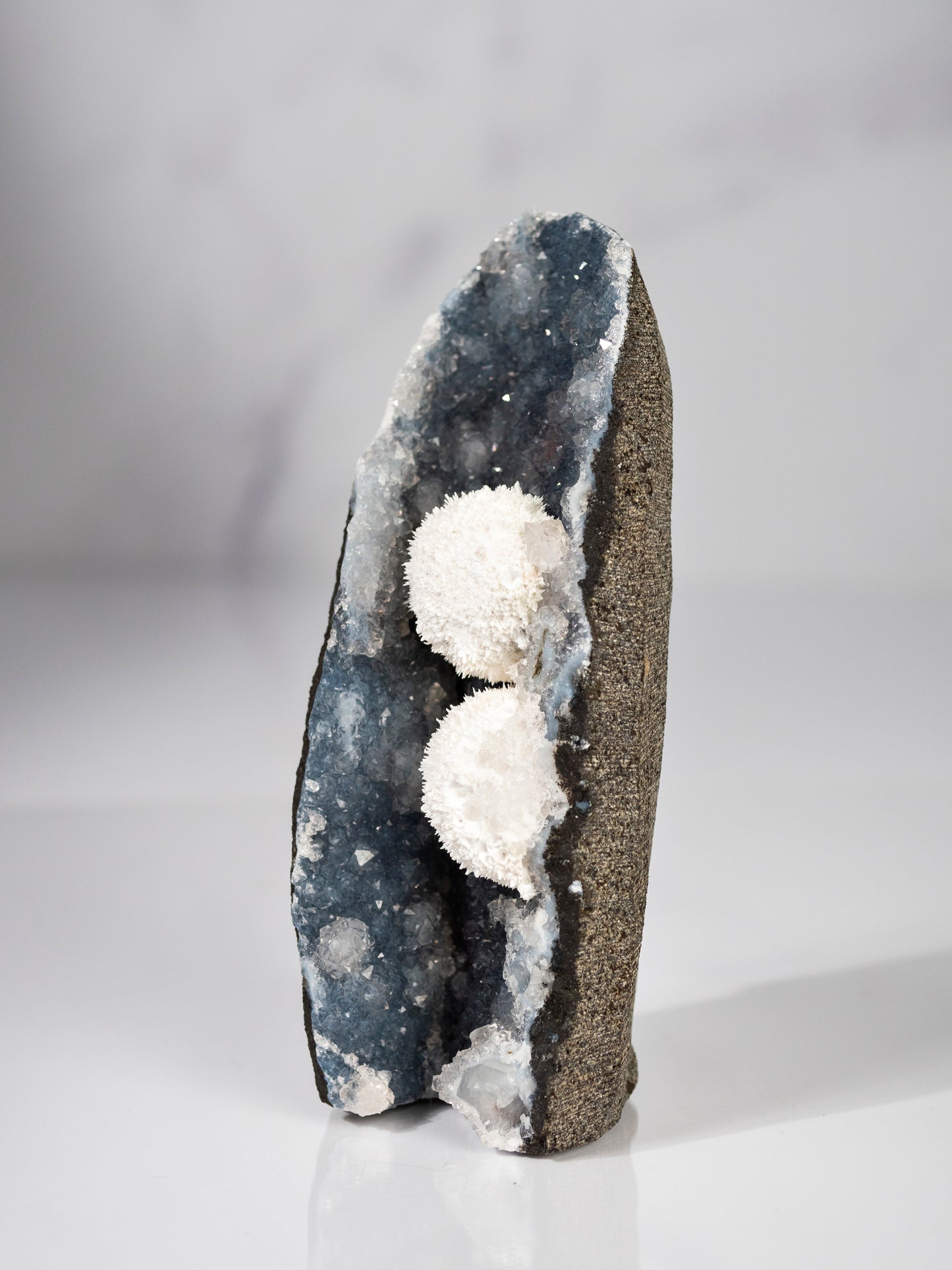 Mordenite, Apophyllite, Blue Chalcedony Geode from India