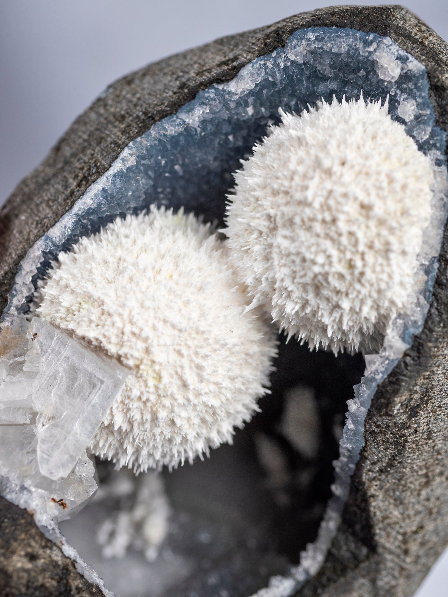 Mordenite, Apophyllite, Blue Chalcedony Geode from India