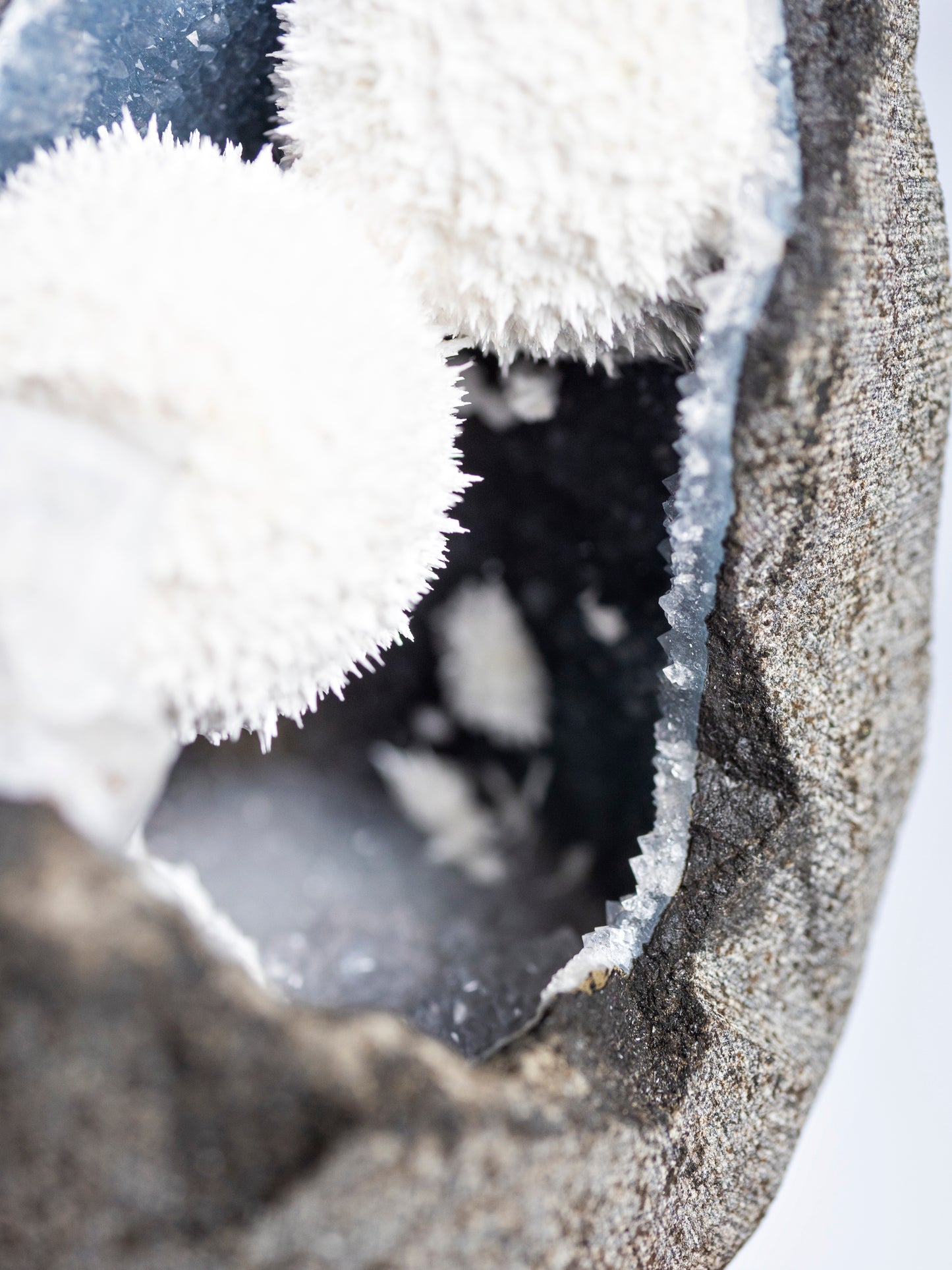 Mordenite, Apophyllite, Blue Chalcedony Geode from India