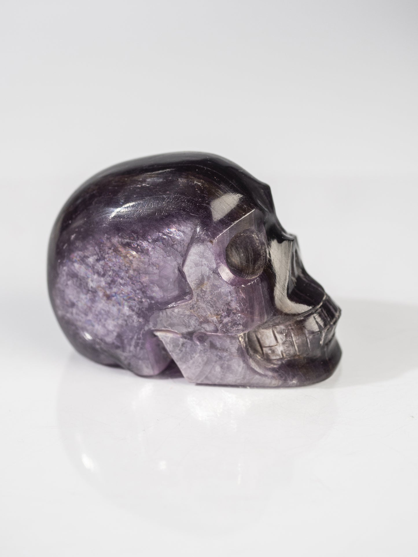 Gem Lepidolite Carved Skull