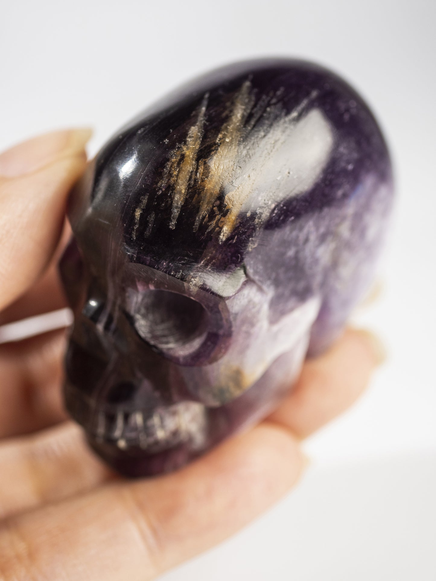 Gem Lepidolite Carved Skull