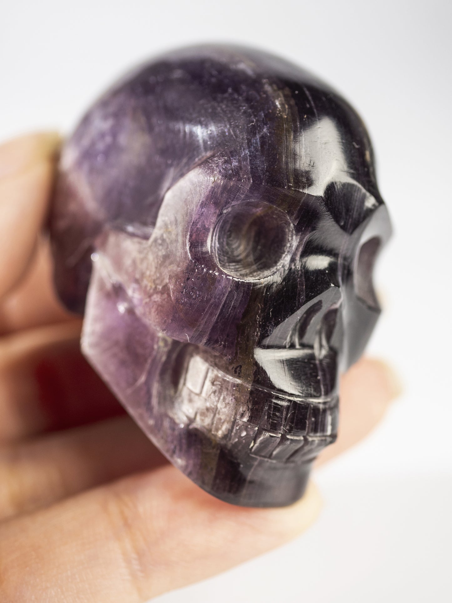 Gem Lepidolite Carved Skull