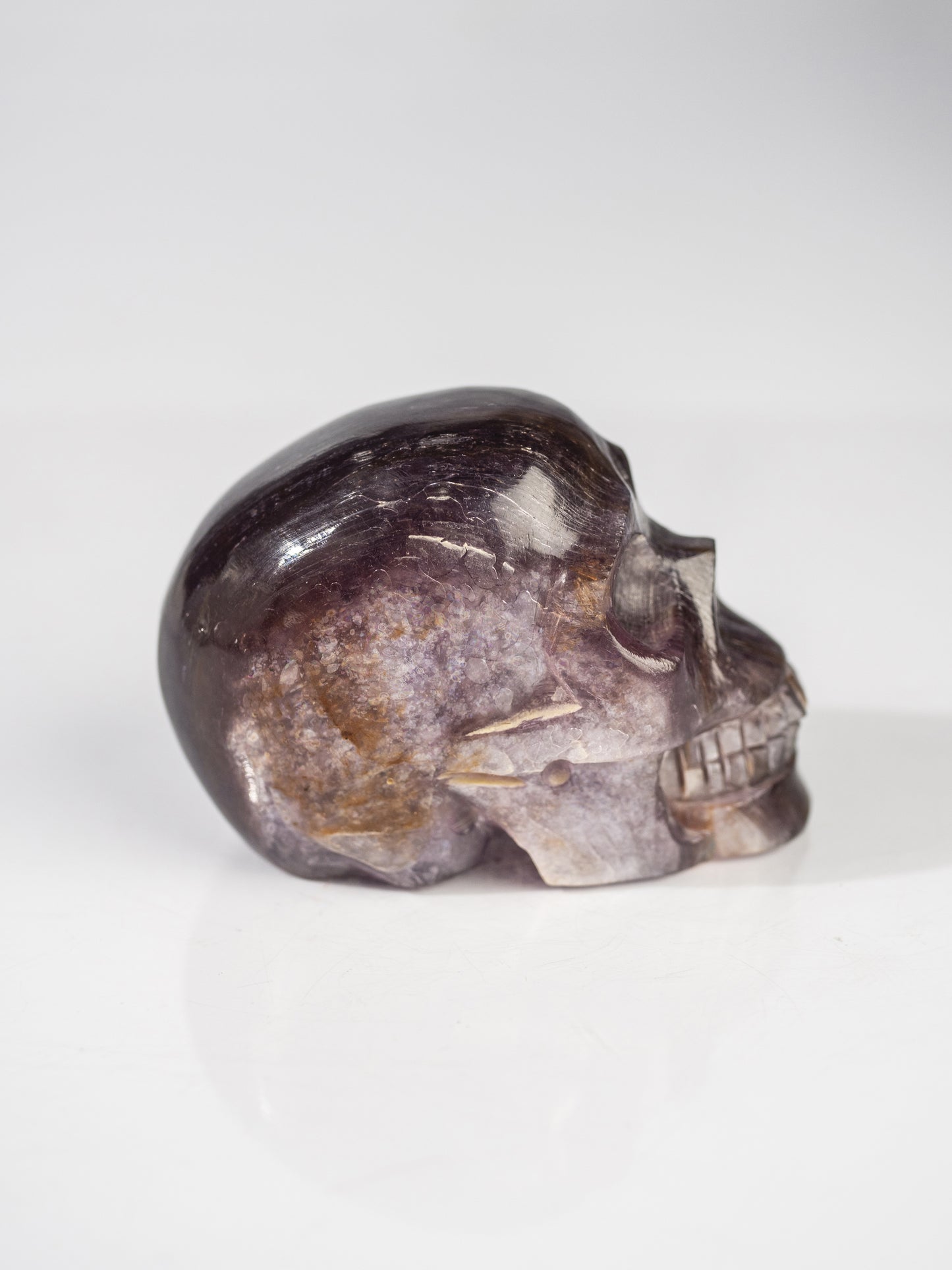 Gem Lepidolite Carved Skull