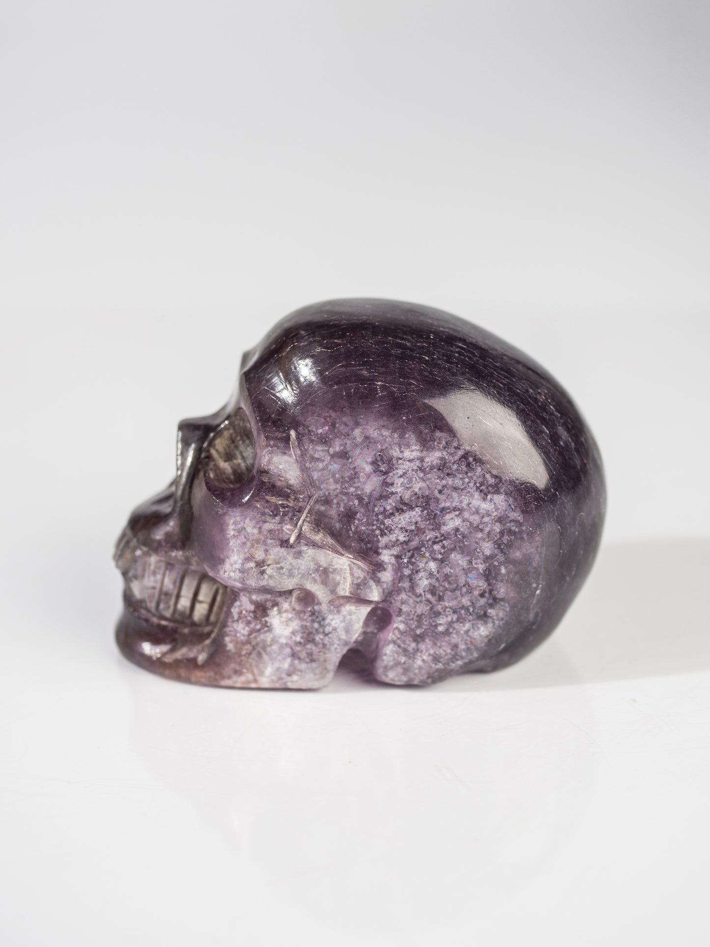 Gem Lepidolite Carved Skull