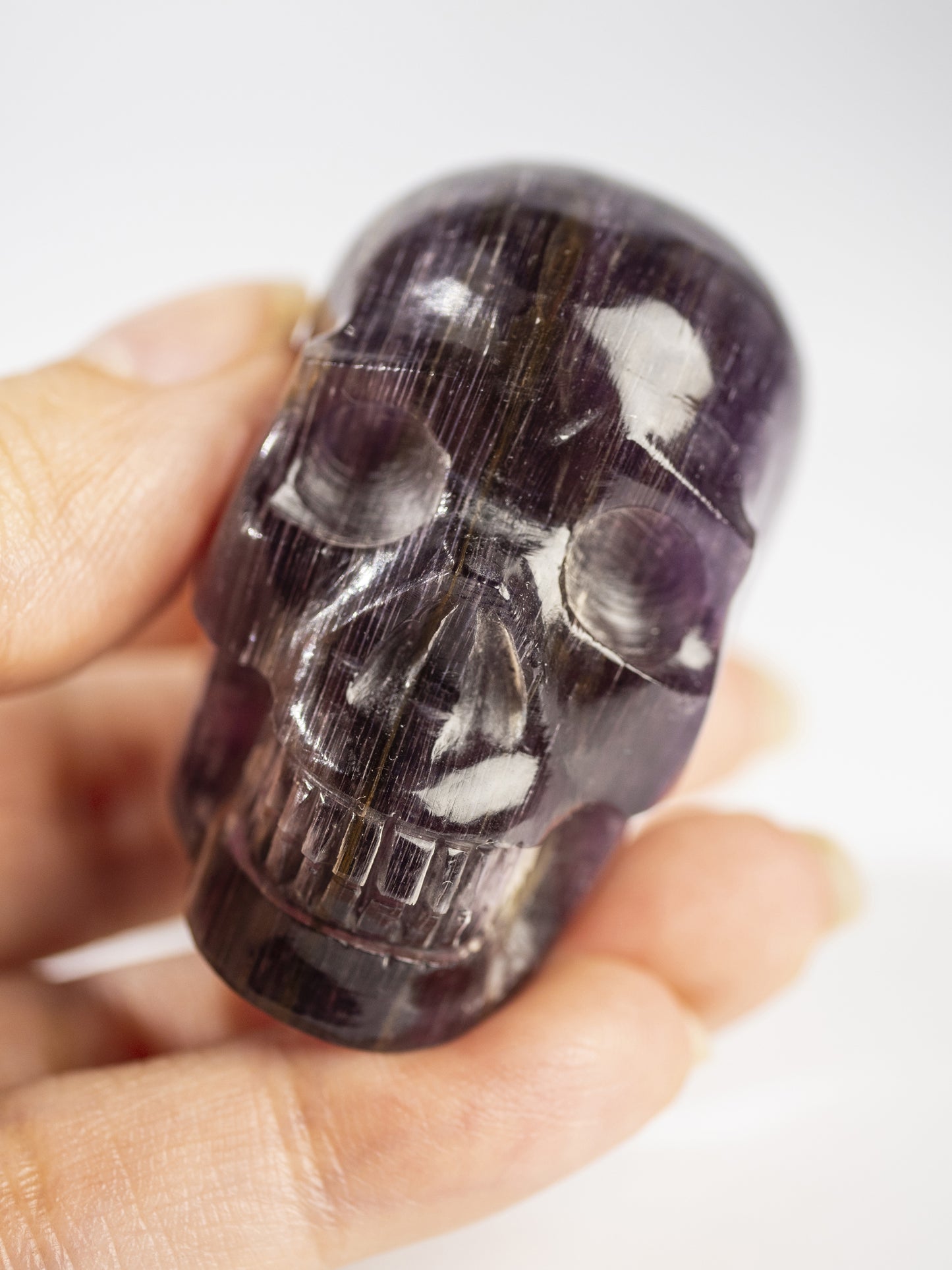 Gem Lepidolite Carved Skull