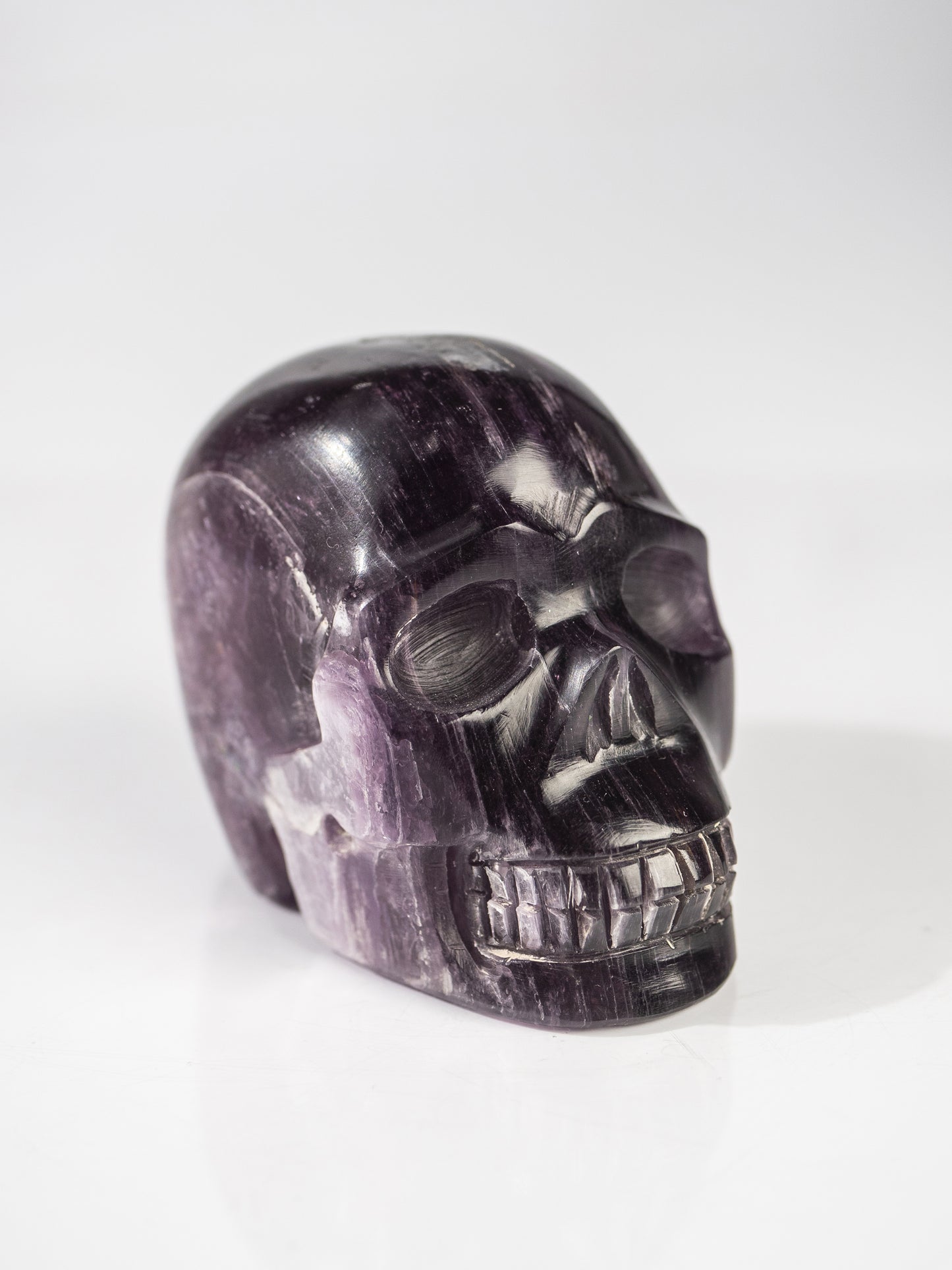 Gem Lepidolite Carved Skull