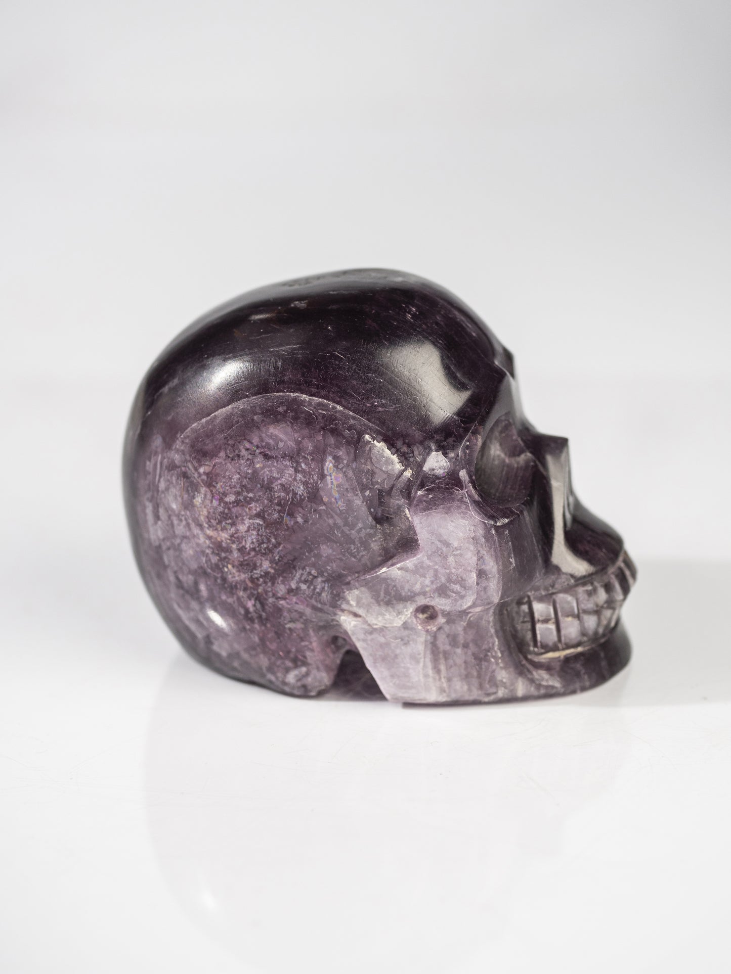 Gem Lepidolite Carved Skull