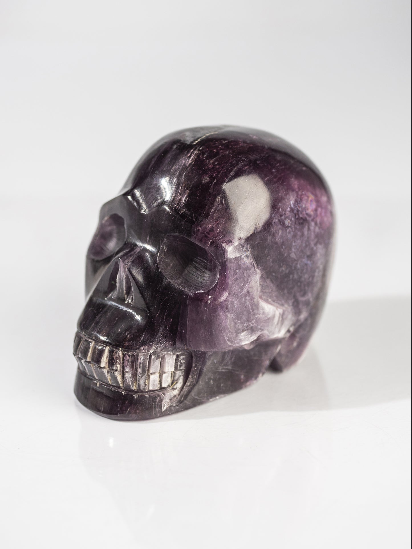 Gem Lepidolite Carved Skull