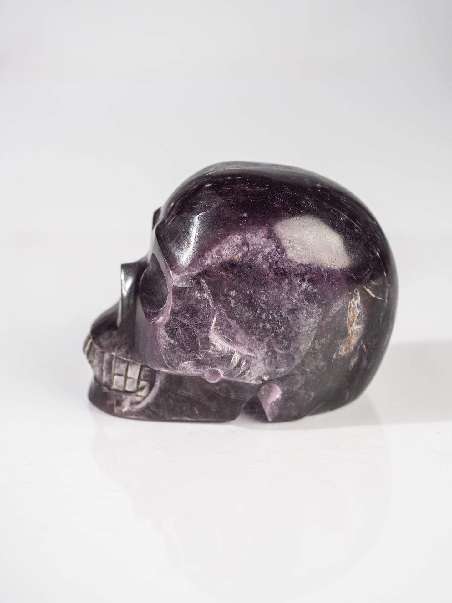 Gem Lepidolite Carved Skull