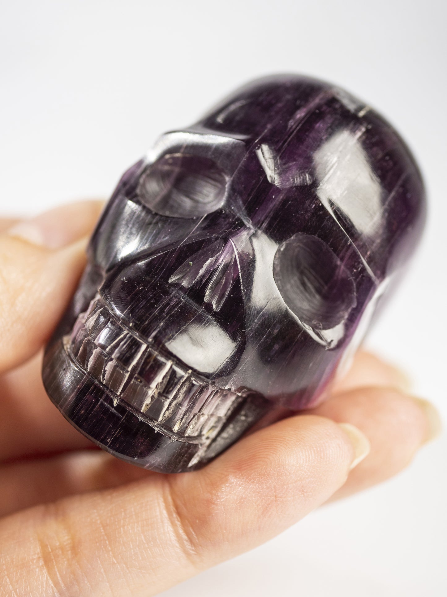 Gem Lepidolite Carved Skull