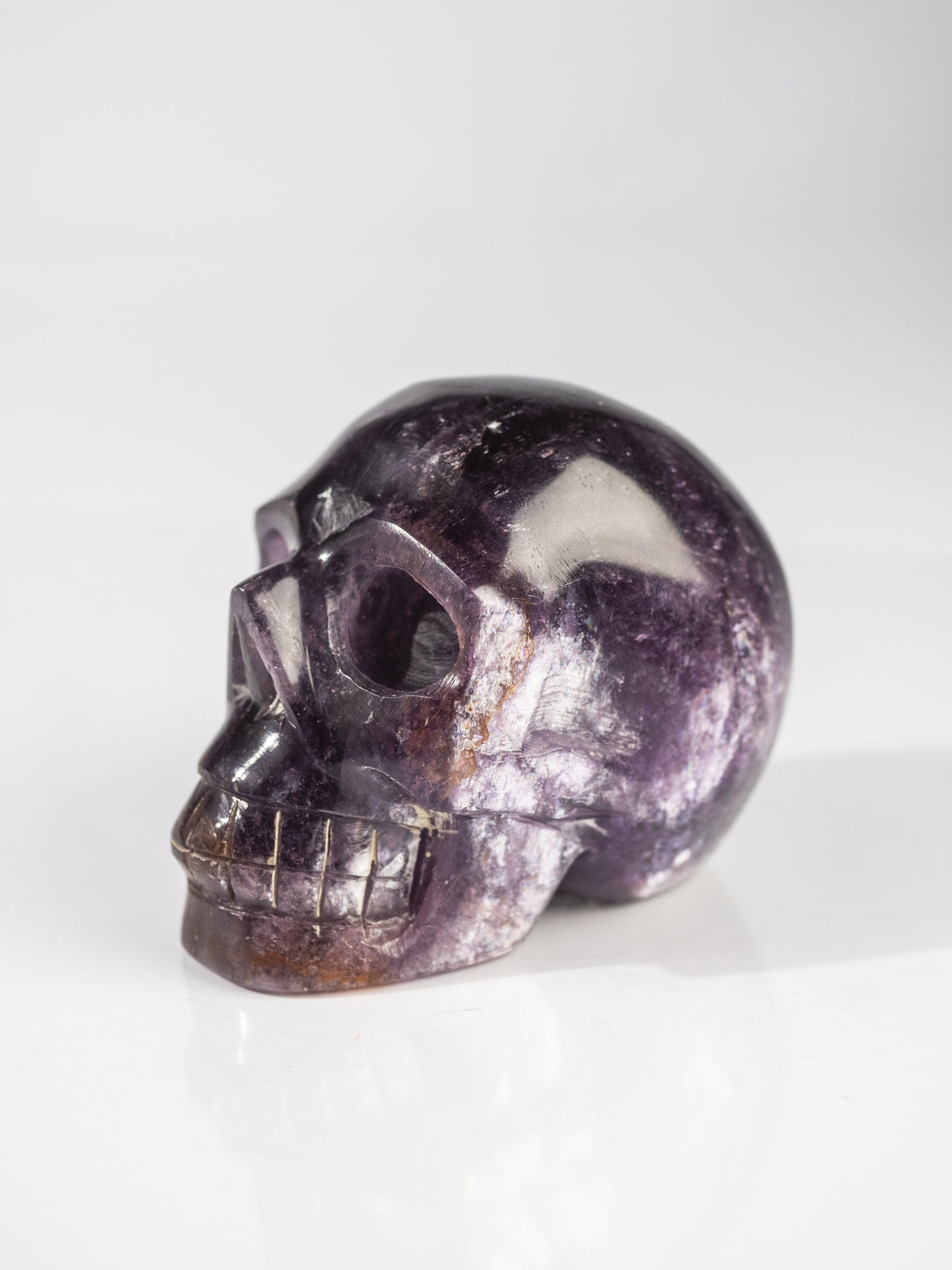 Gem Lepidolite Carved Skull