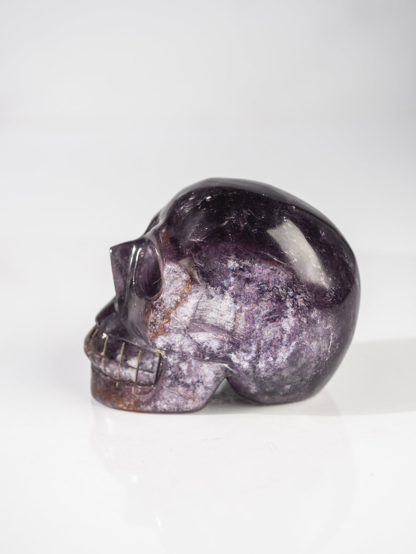 Gem Lepidolite Carved Skull