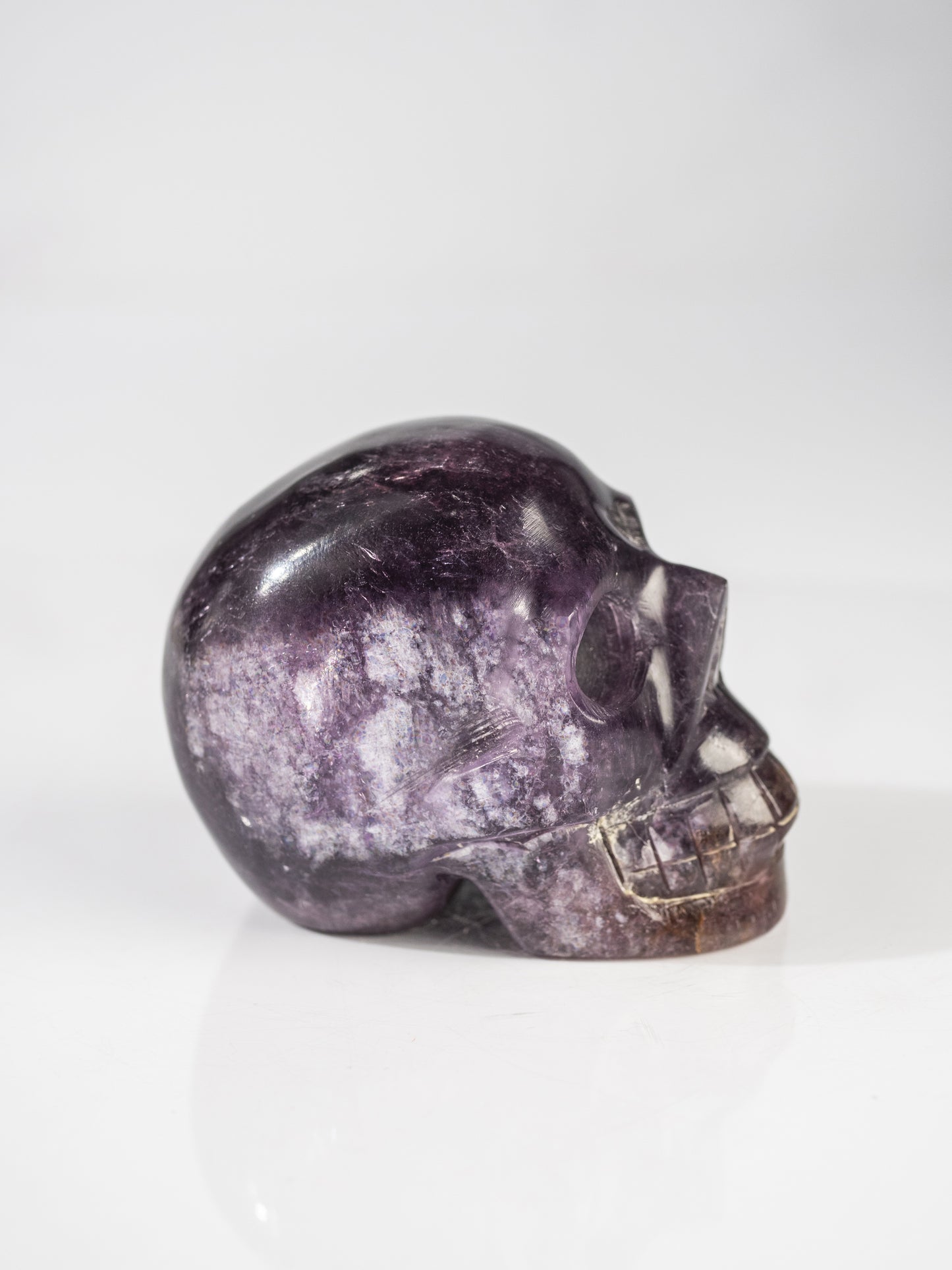 Gem Lepidolite Carved Skull