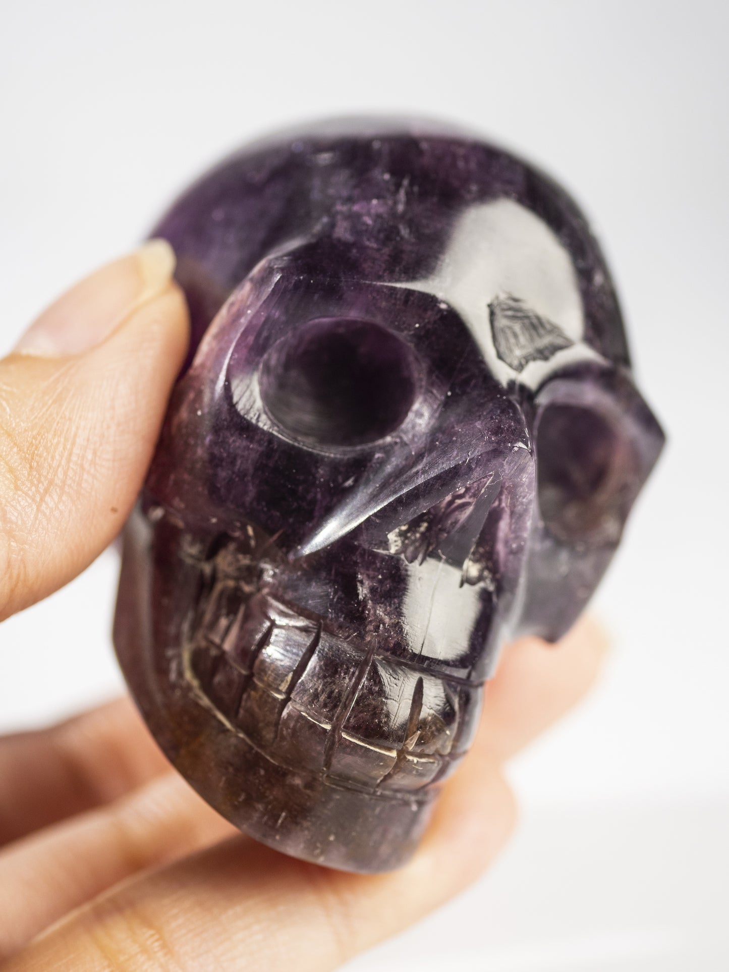 Gem Lepidolite Carved Skull