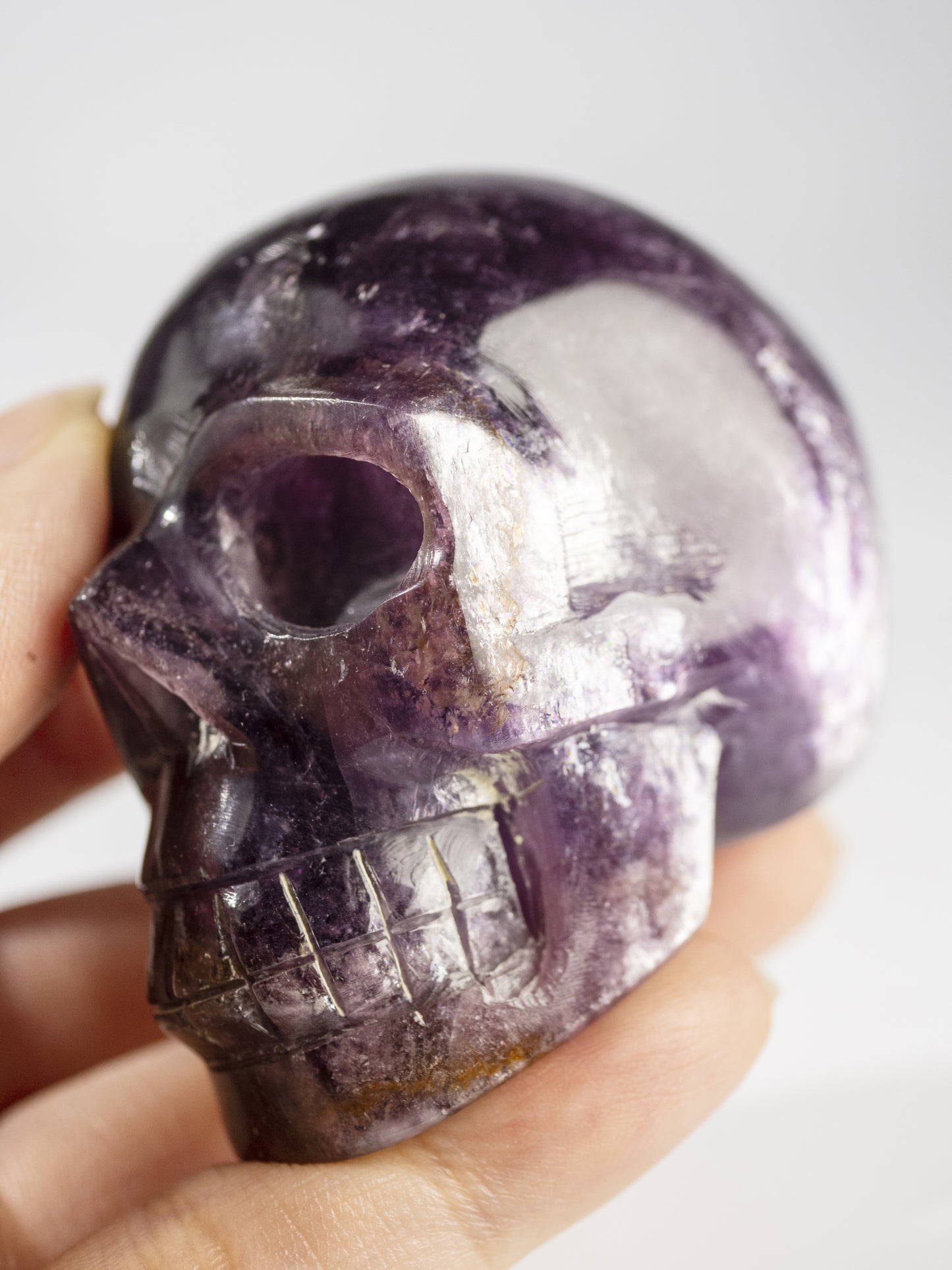 Gem Lepidolite Carved Skull