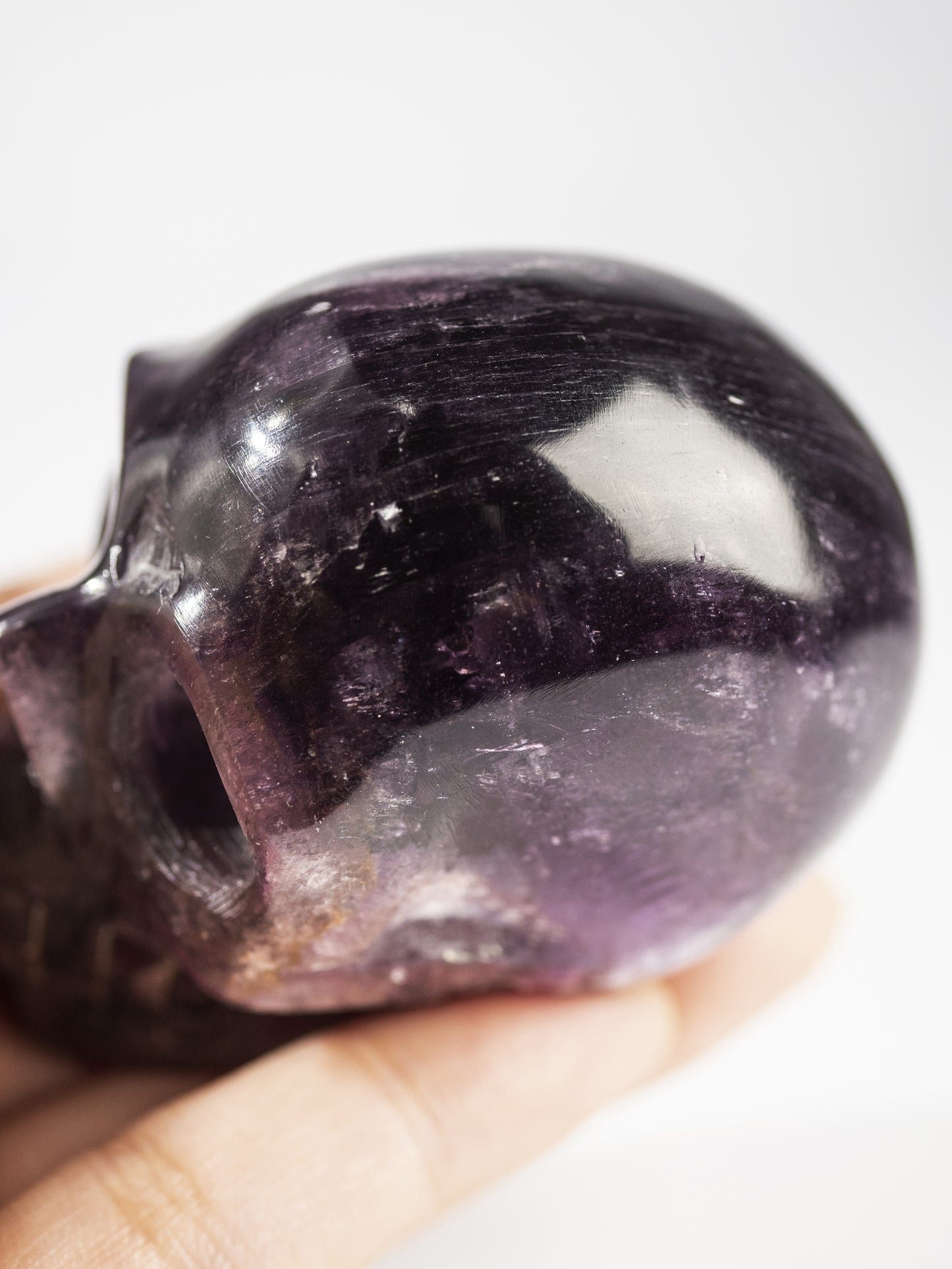 Gem Lepidolite Carved Skull