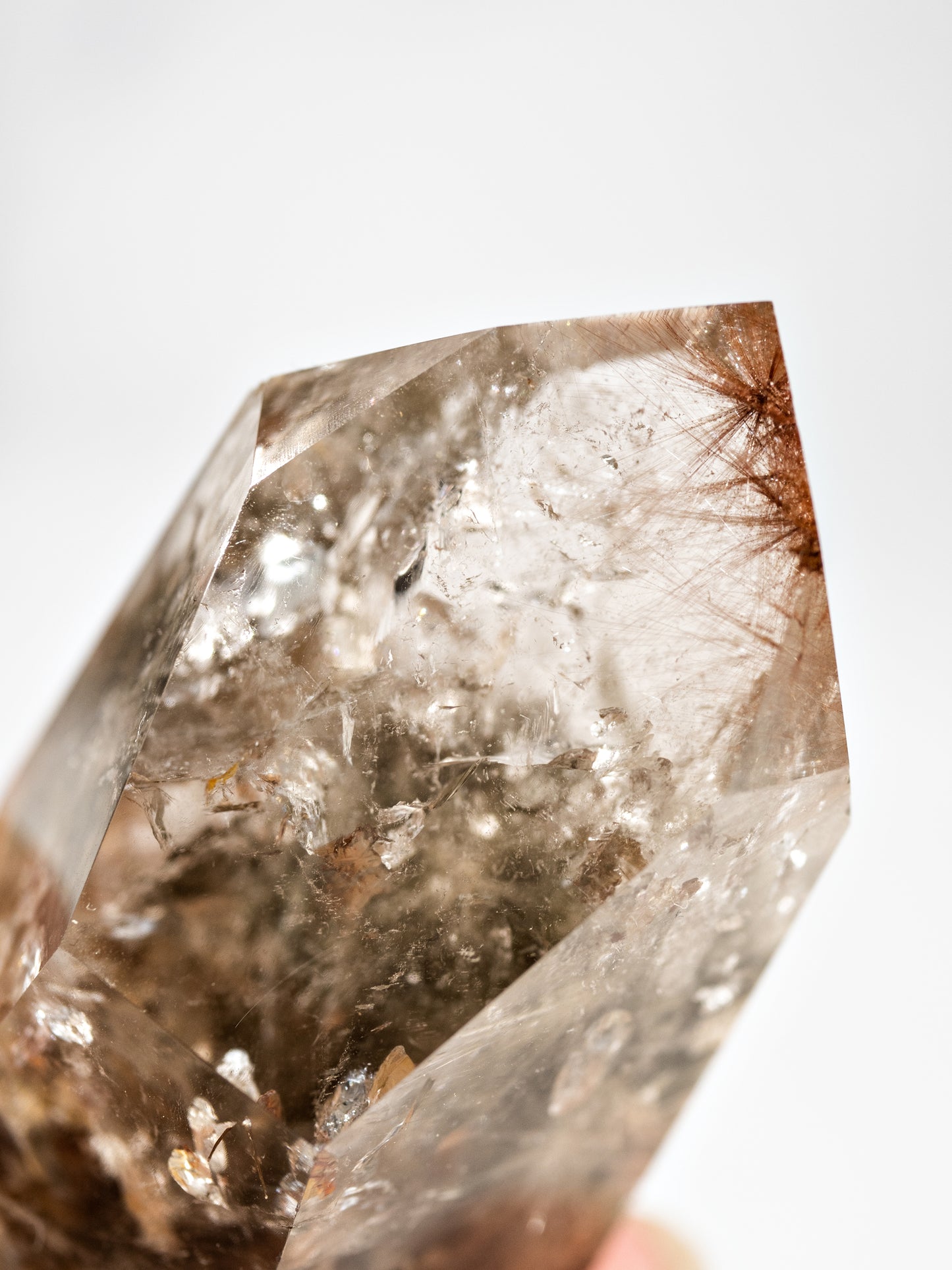 Red Rutile and Inclusion Semi-polished Point