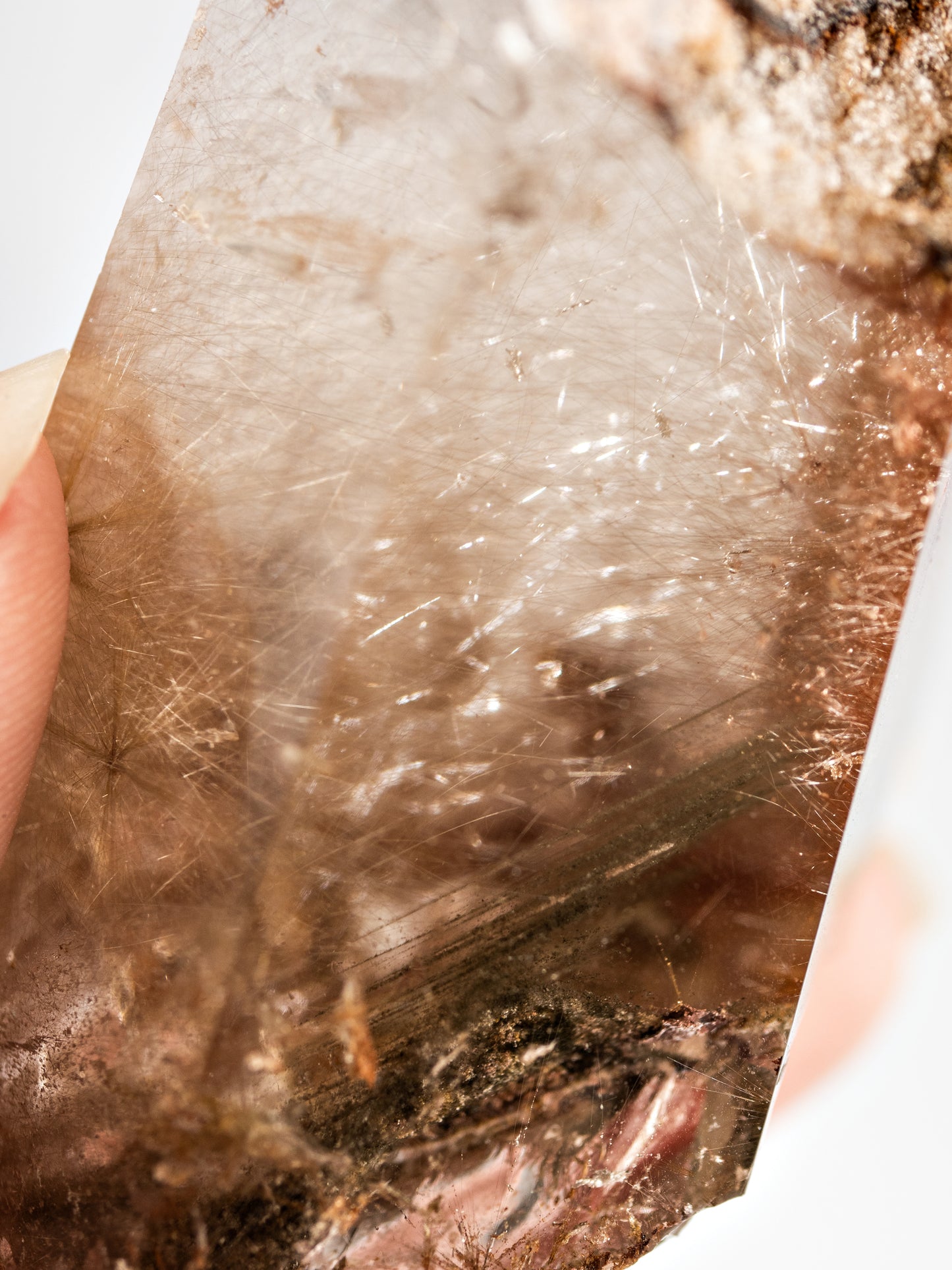 Red Rutile and Inclusion Semi-polished Point