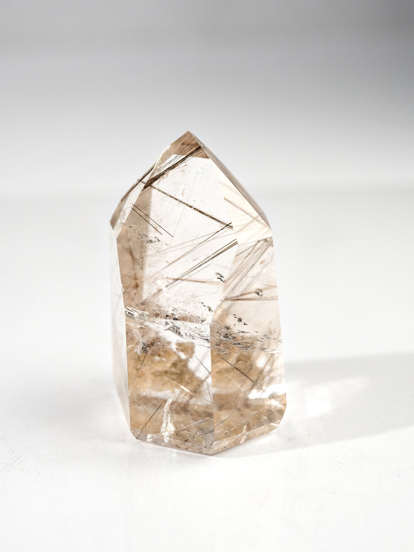 Silver Rutile in Quartz Polished Tower