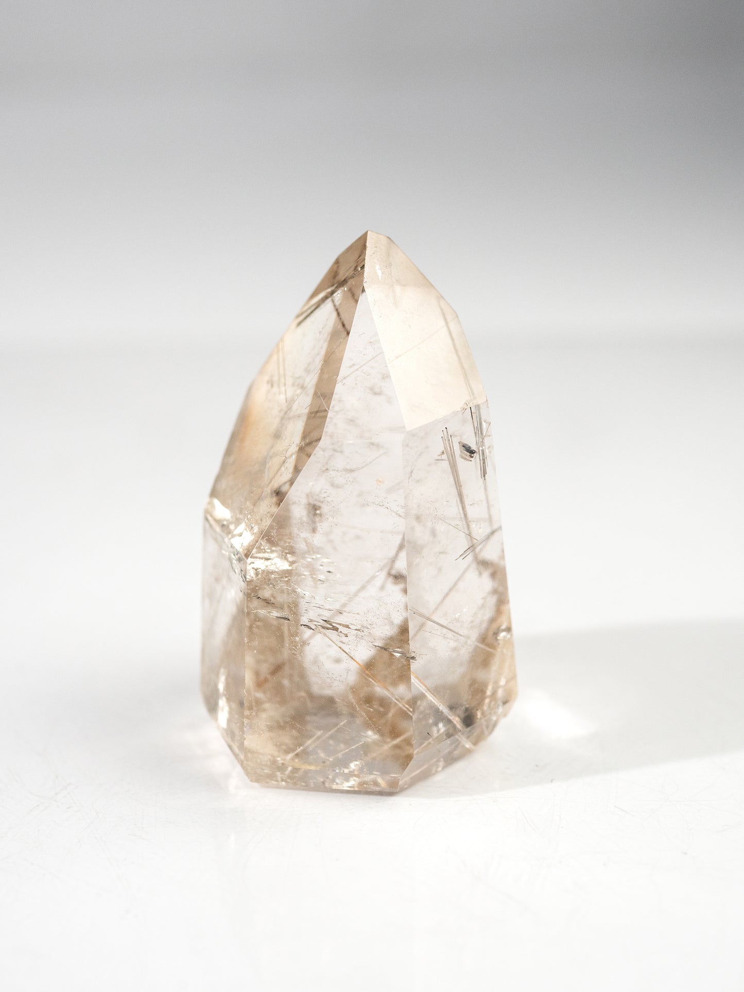 Silver Rutile in Quartz Polished Tower