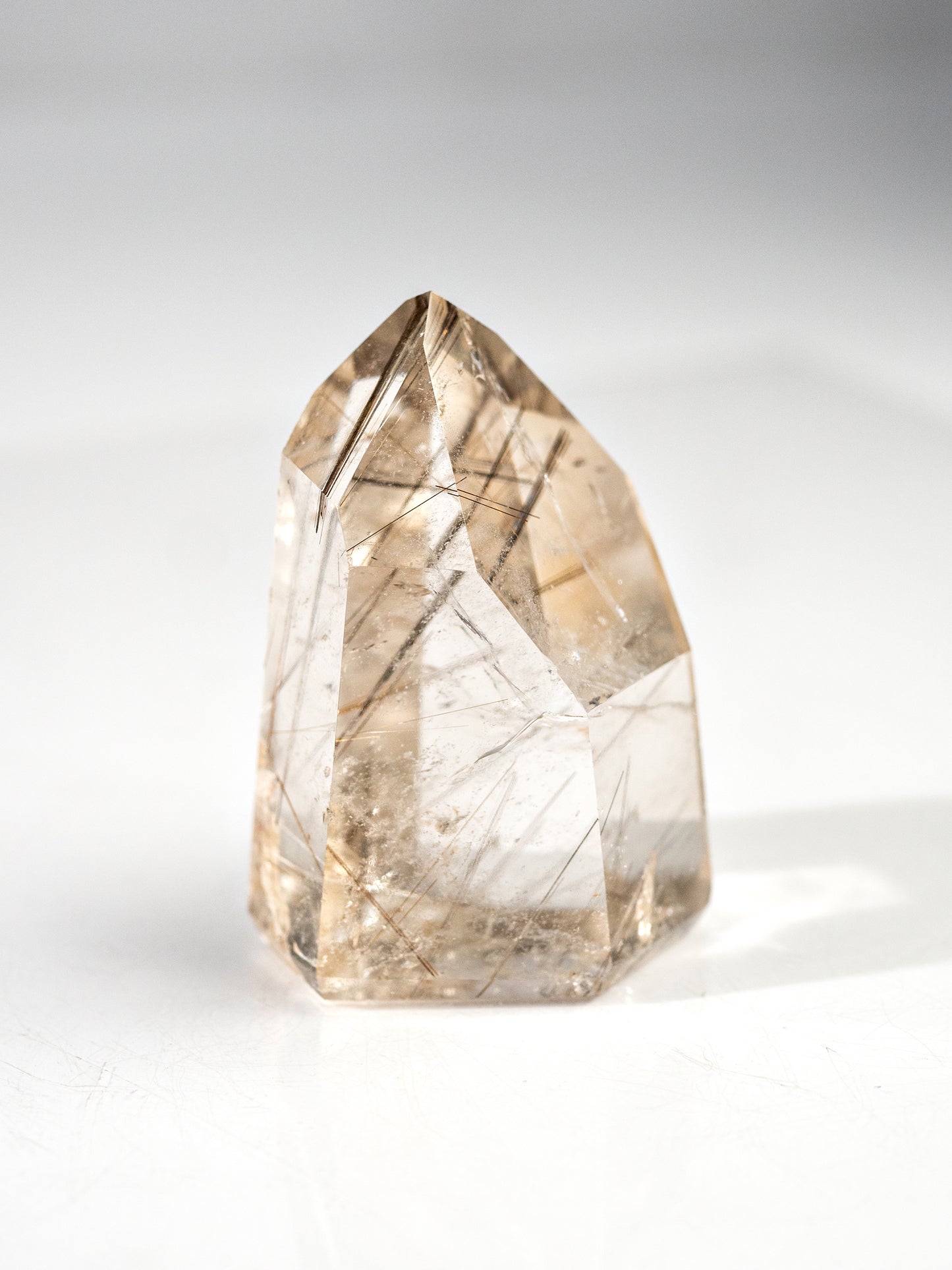 Silver Rutile in Quartz Polished Tower