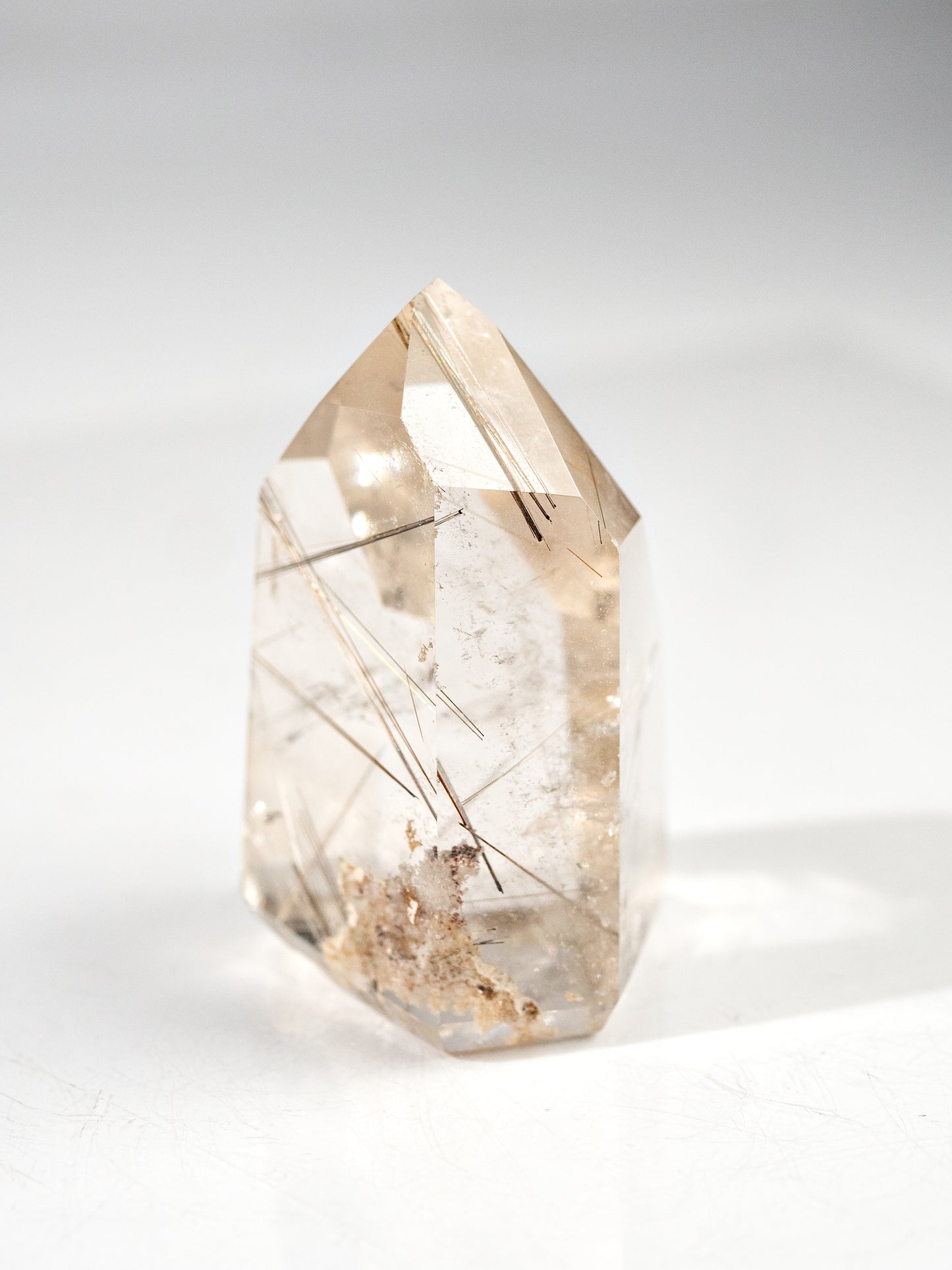 Silver Rutile in Quartz Polished Tower