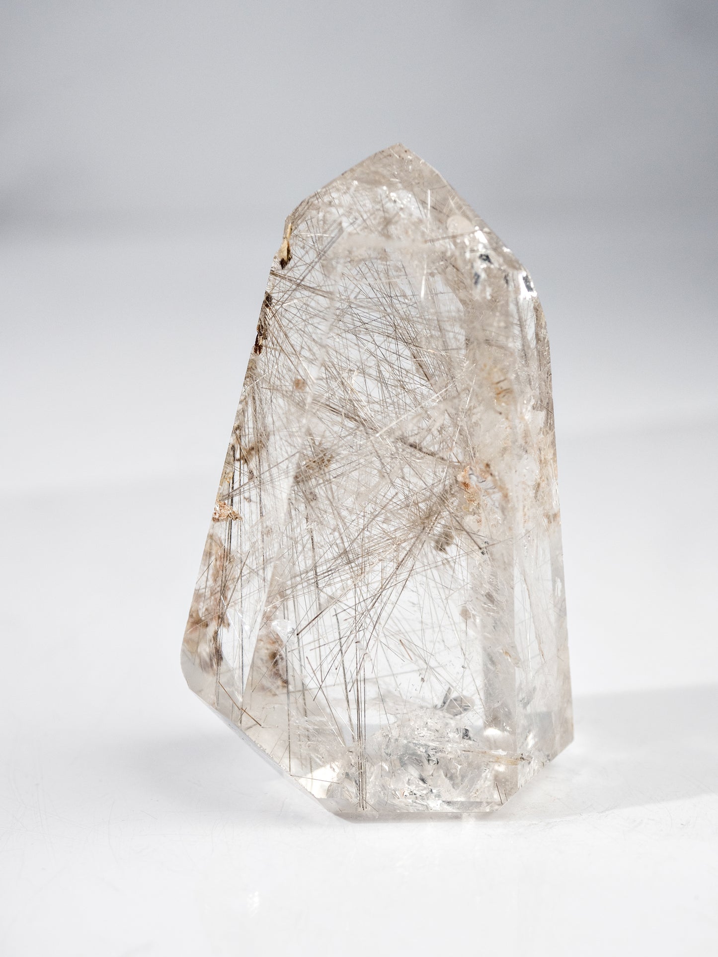 Silver Rutile in Quartz Polished Tower