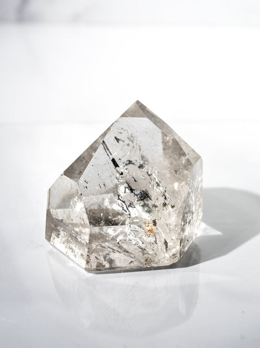 Silver Rutile in Quartz Polished Tower