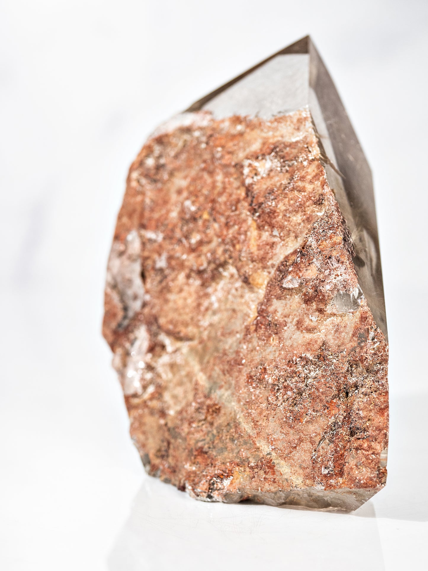 Silvery Gold Rutile and Inclusion in Quartz Semi-polished Tower