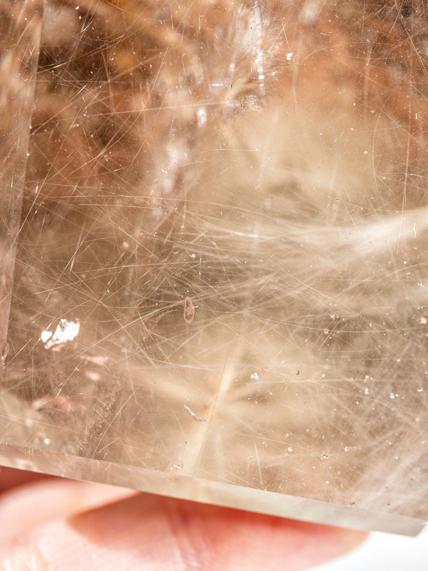 Silvery Gold Rutile and Inclusion in Quartz Semi-polished Tower