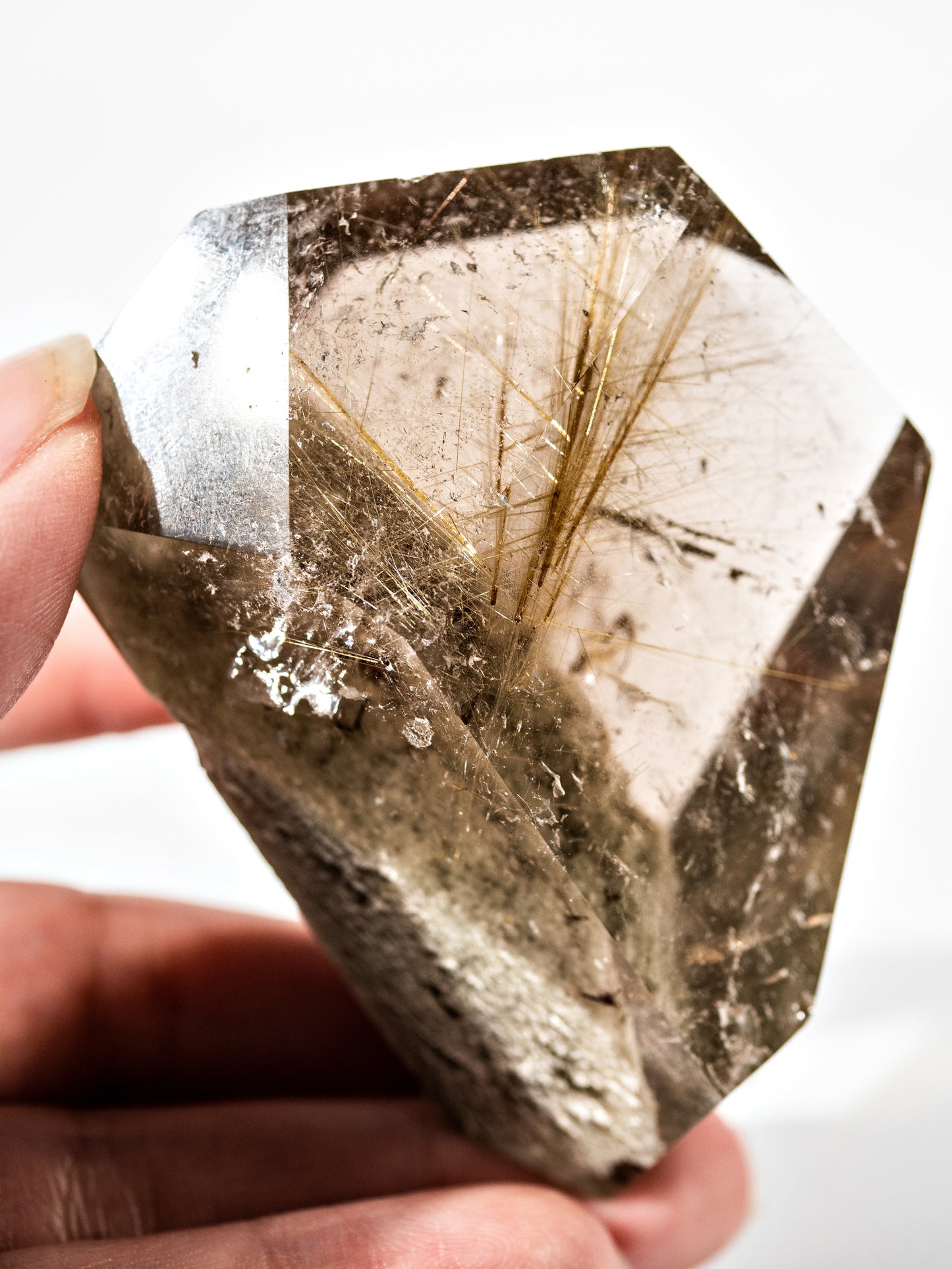 Gold Rutile and Inclusion in Quartz Free Form