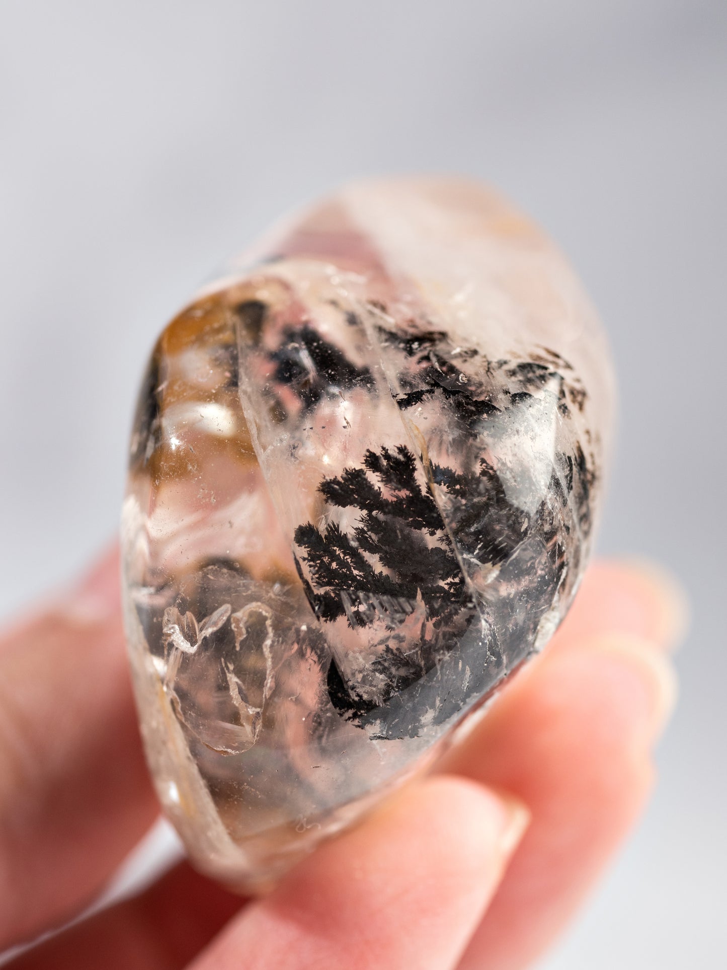 Dendritic Quartz Tumbled Palm Stone