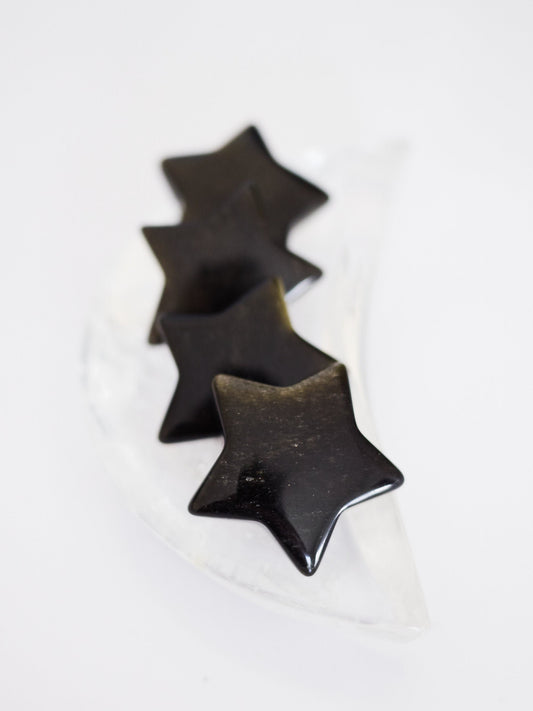 Small Gold Sheen Obsidian Star Carving