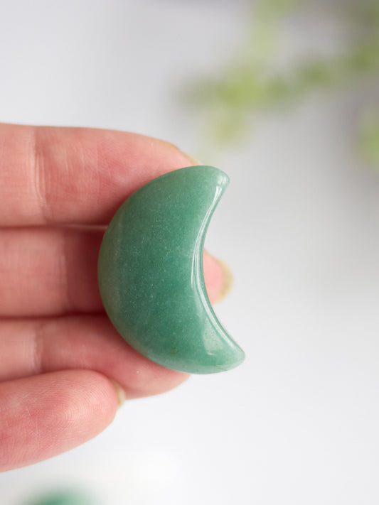 Small Green Aventurine Moon Carving