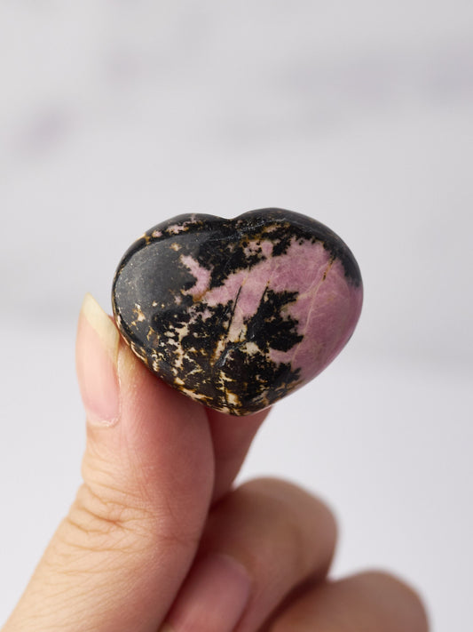 Small Rhodonite Heart Carving