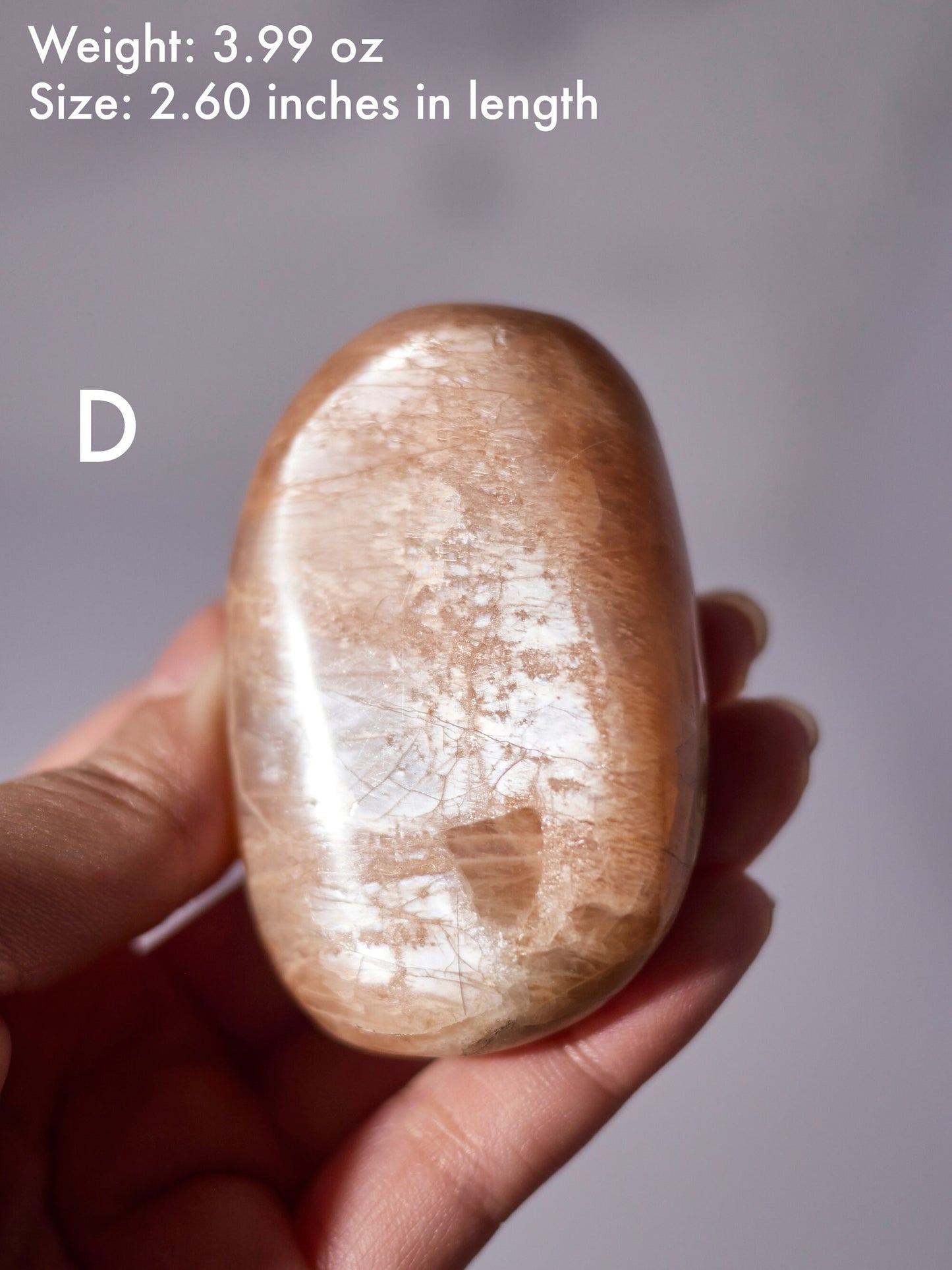 Flashy Peach Moonstone Palm Stone