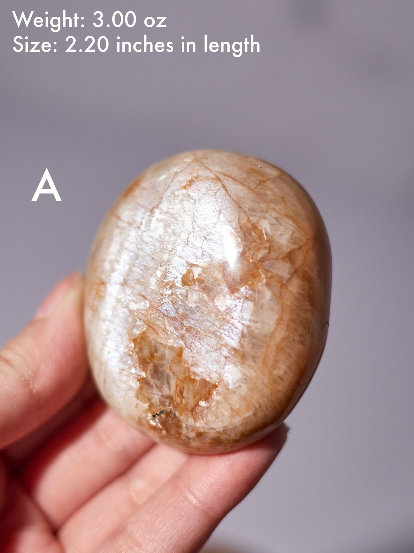 Flashy Peach Moonstone Palm Stone